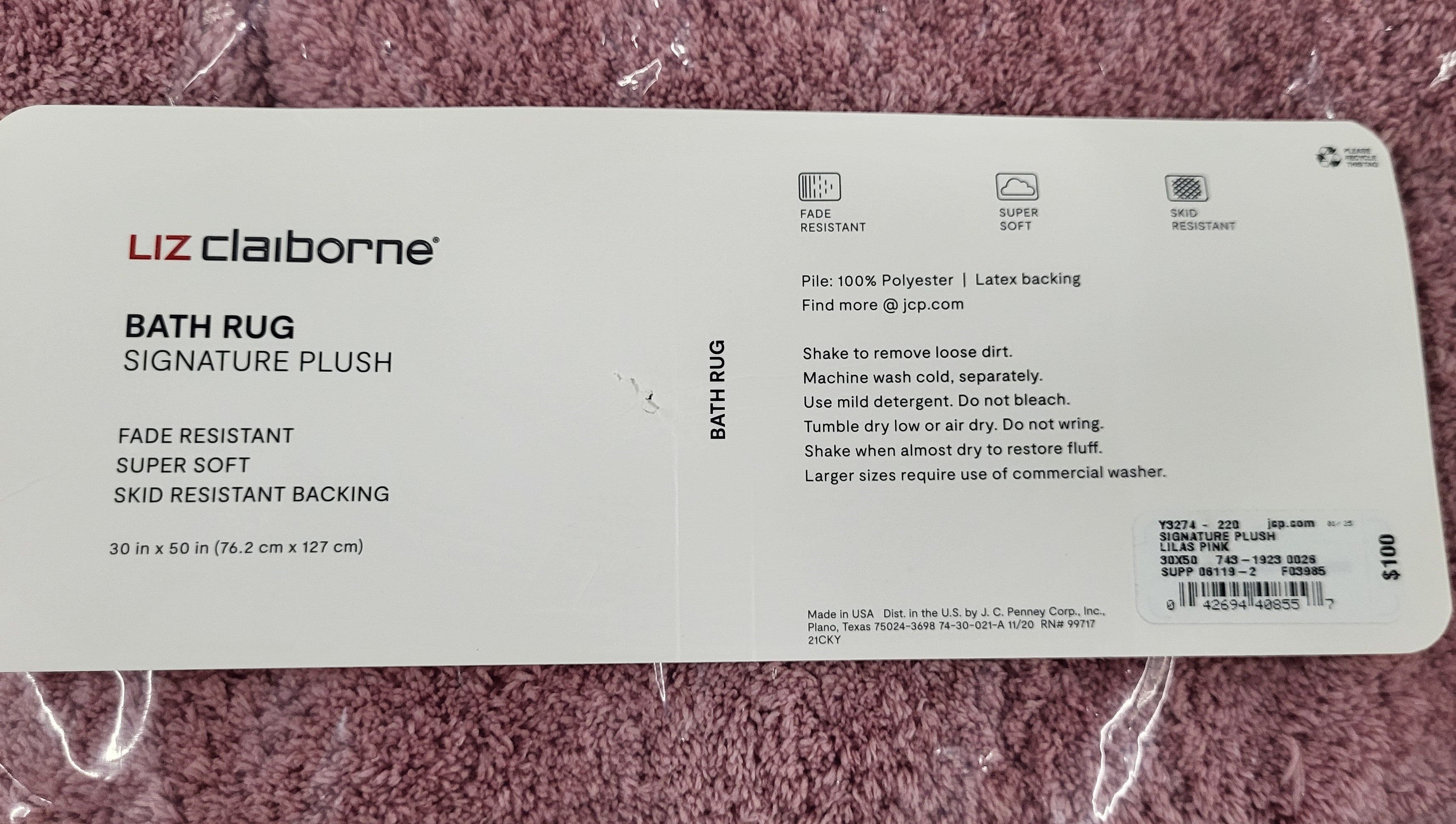 Liz Claiborne Signature Plush Bath Rug 30in x 50in