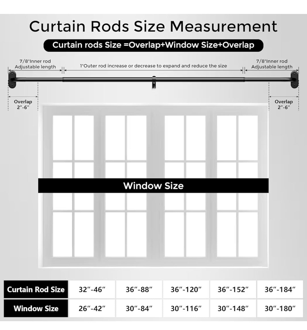 Wolistsa Wrap Around Curtain Rod 36-120in