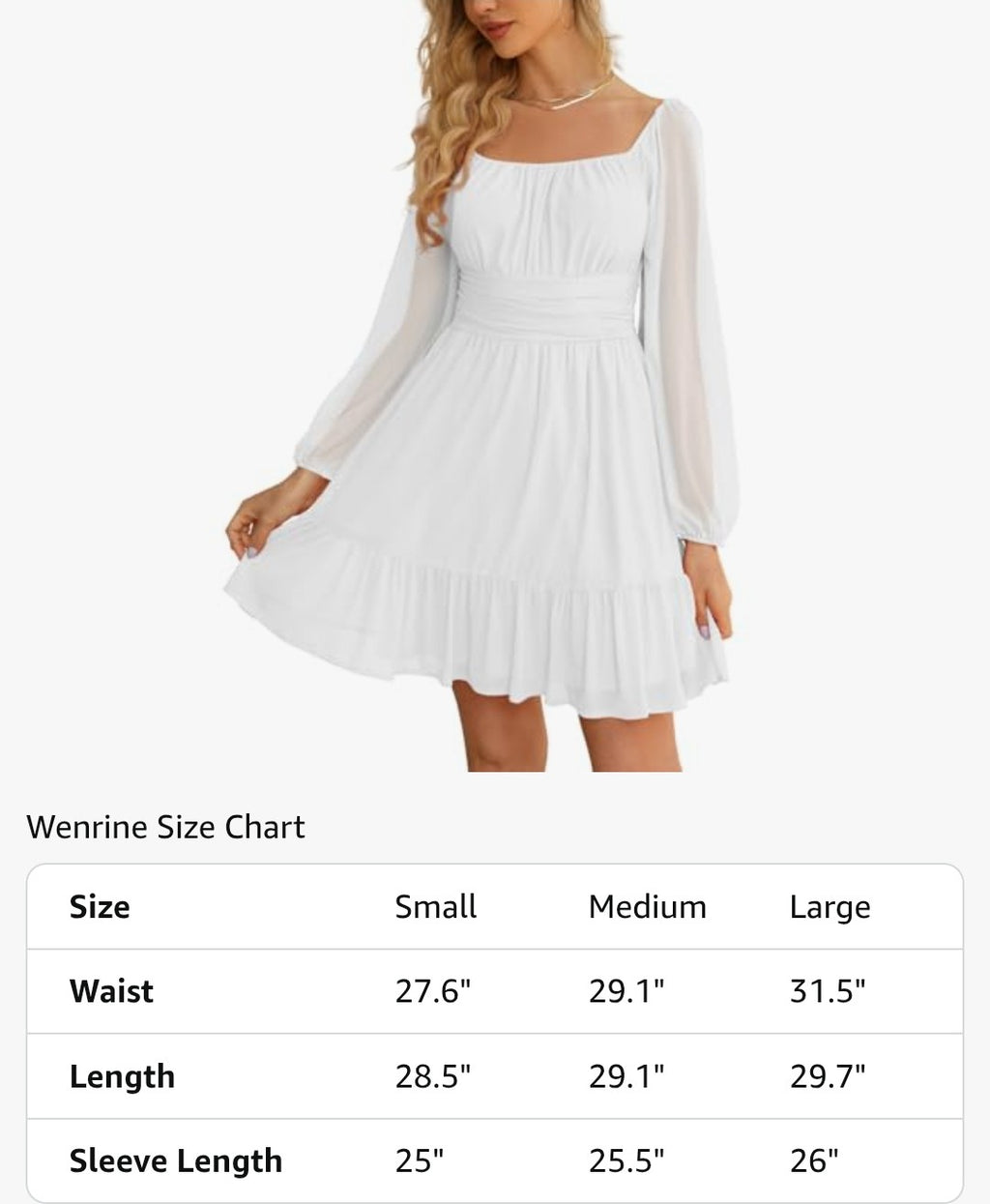 Wenrine Mesh Long Sleeve Square Neck Dress (Size Medium)