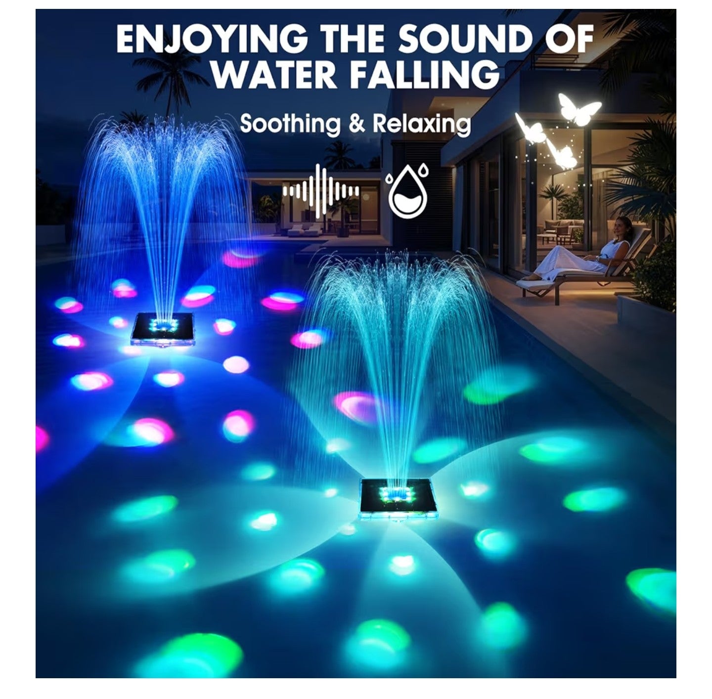 Solar Pool Fountain with Light Show,2026 Upgraded
