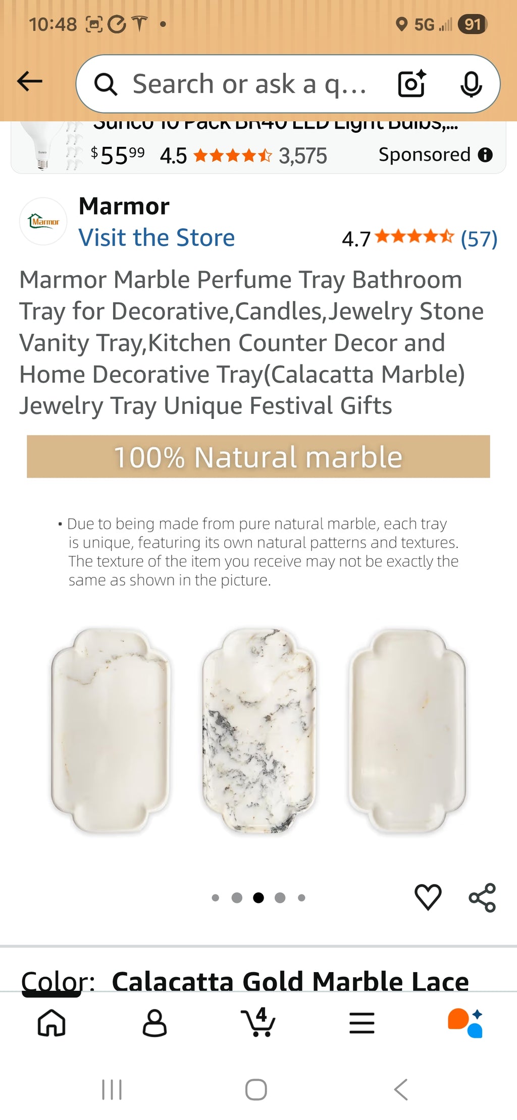 Marmor Marble Perfume Tray Bathroom Tray
