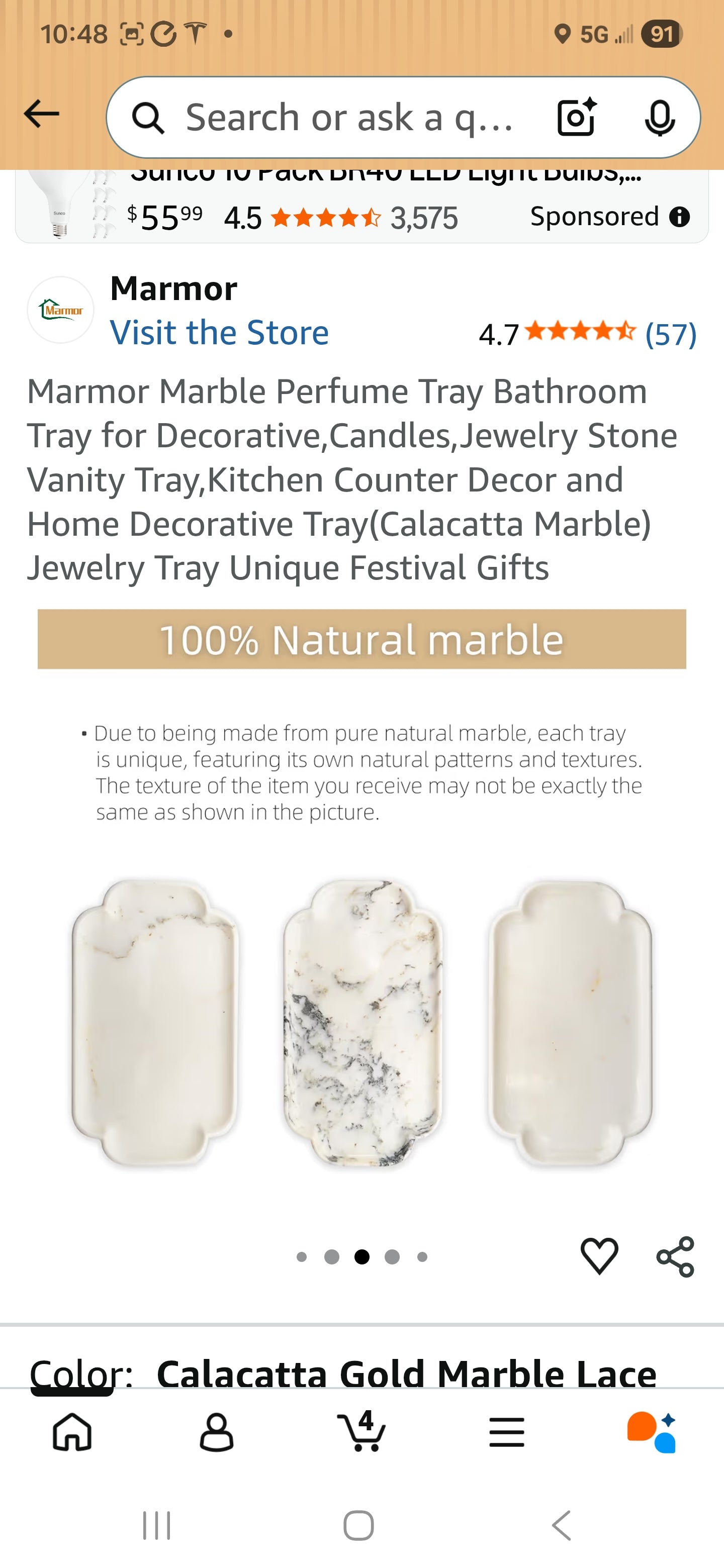 Marmor Marble Perfume Tray Bathroom Tray