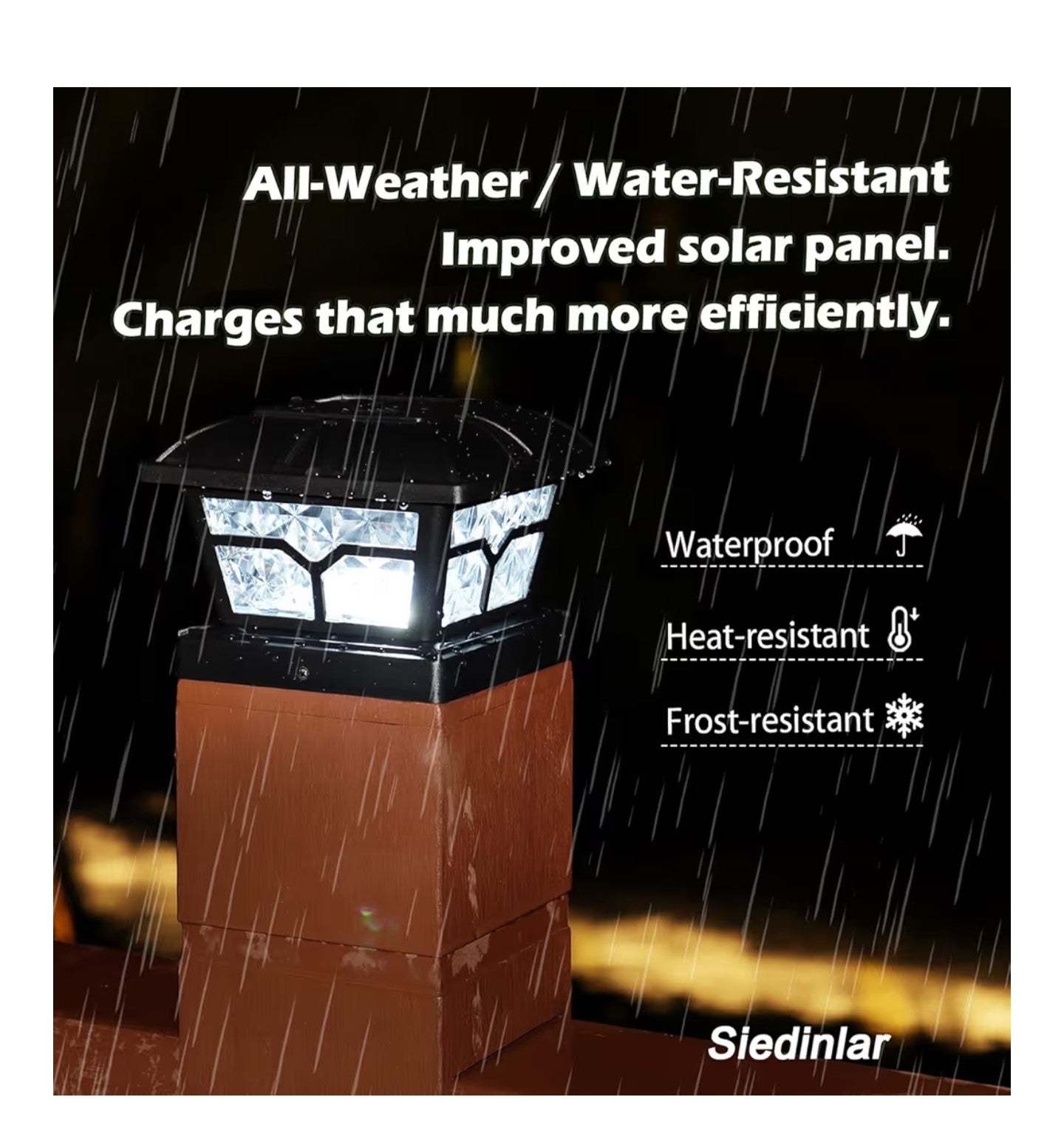 SIEDiNLAR Solar Post Cap Lights Outdoor 2 Color Modes