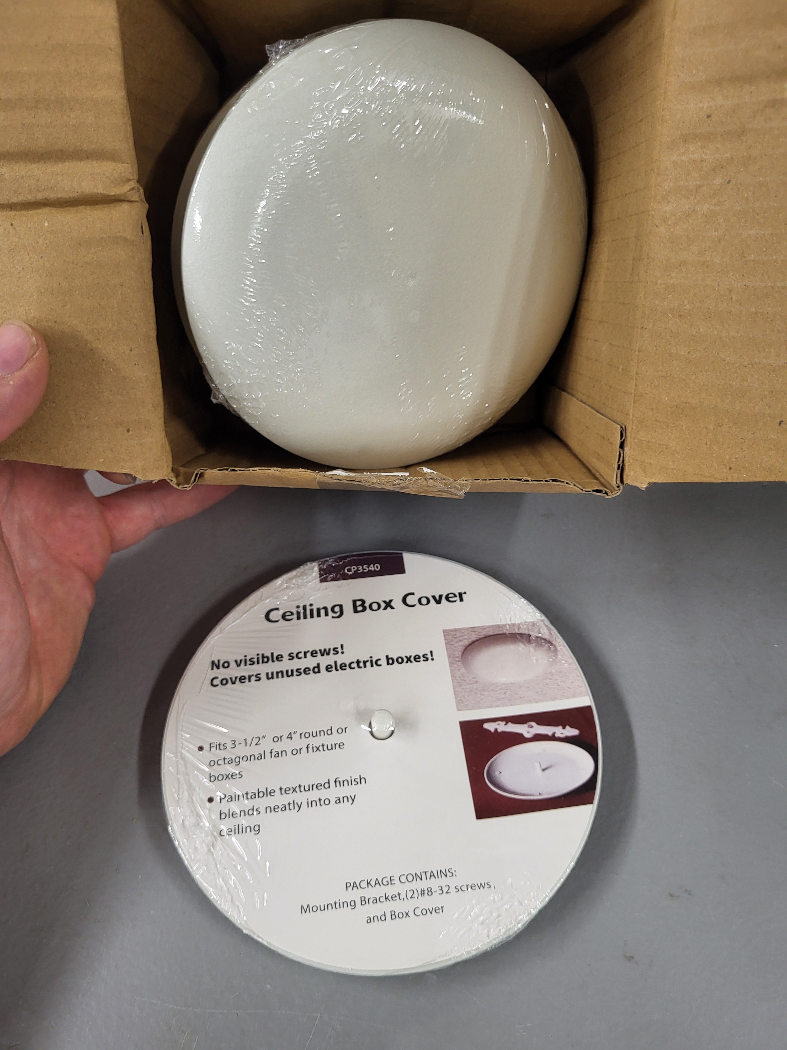 CP3540 Ceiling Cover Plate, Round Electrical Box Cover - 5 Pcs