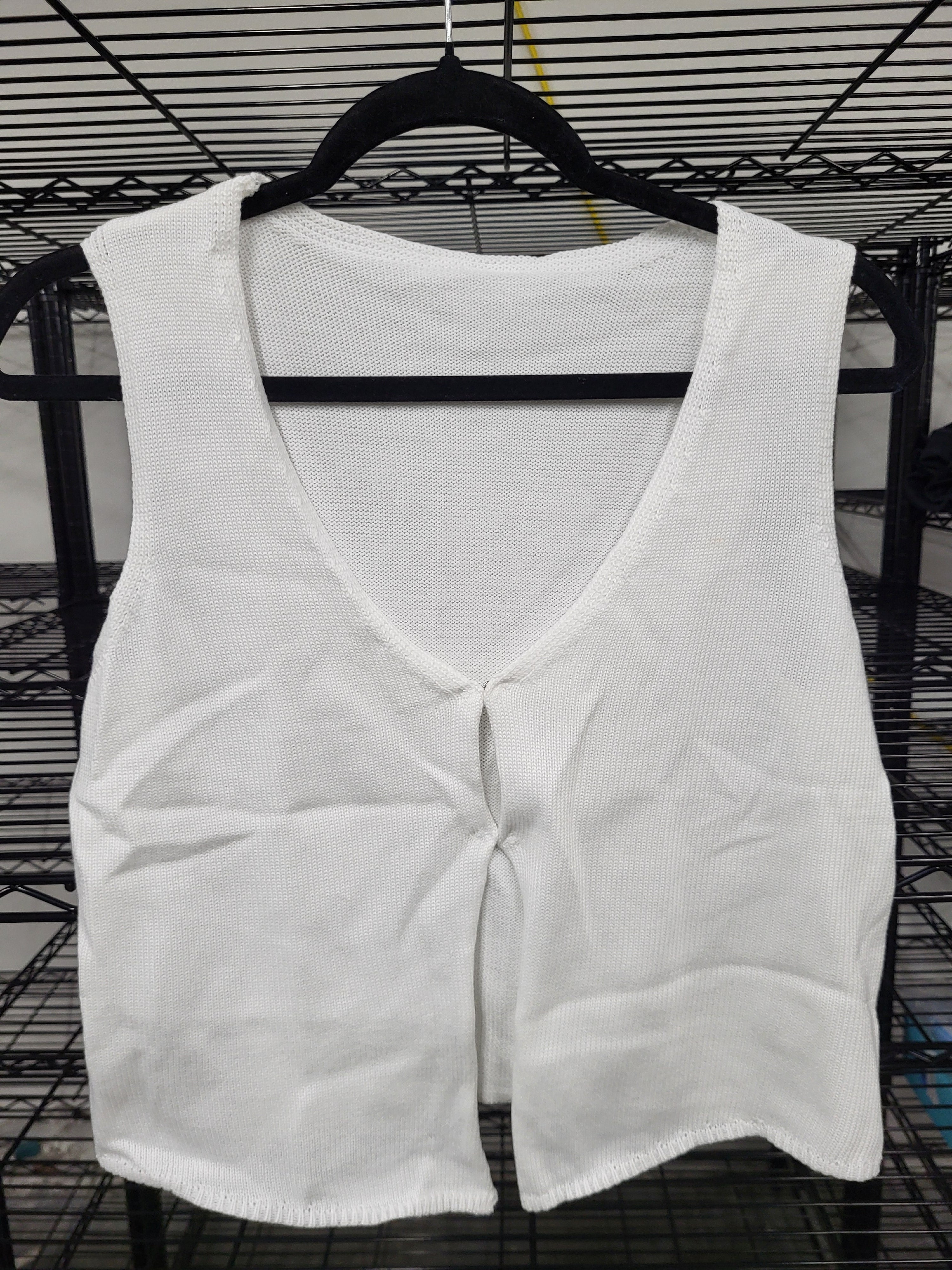 Sleeveless V Neck Crochet Top (Large)