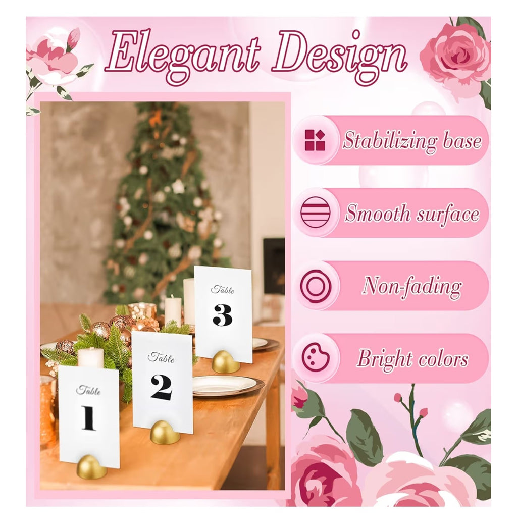 20 Pieces Round Table Number Cards Stands Modern Cursive