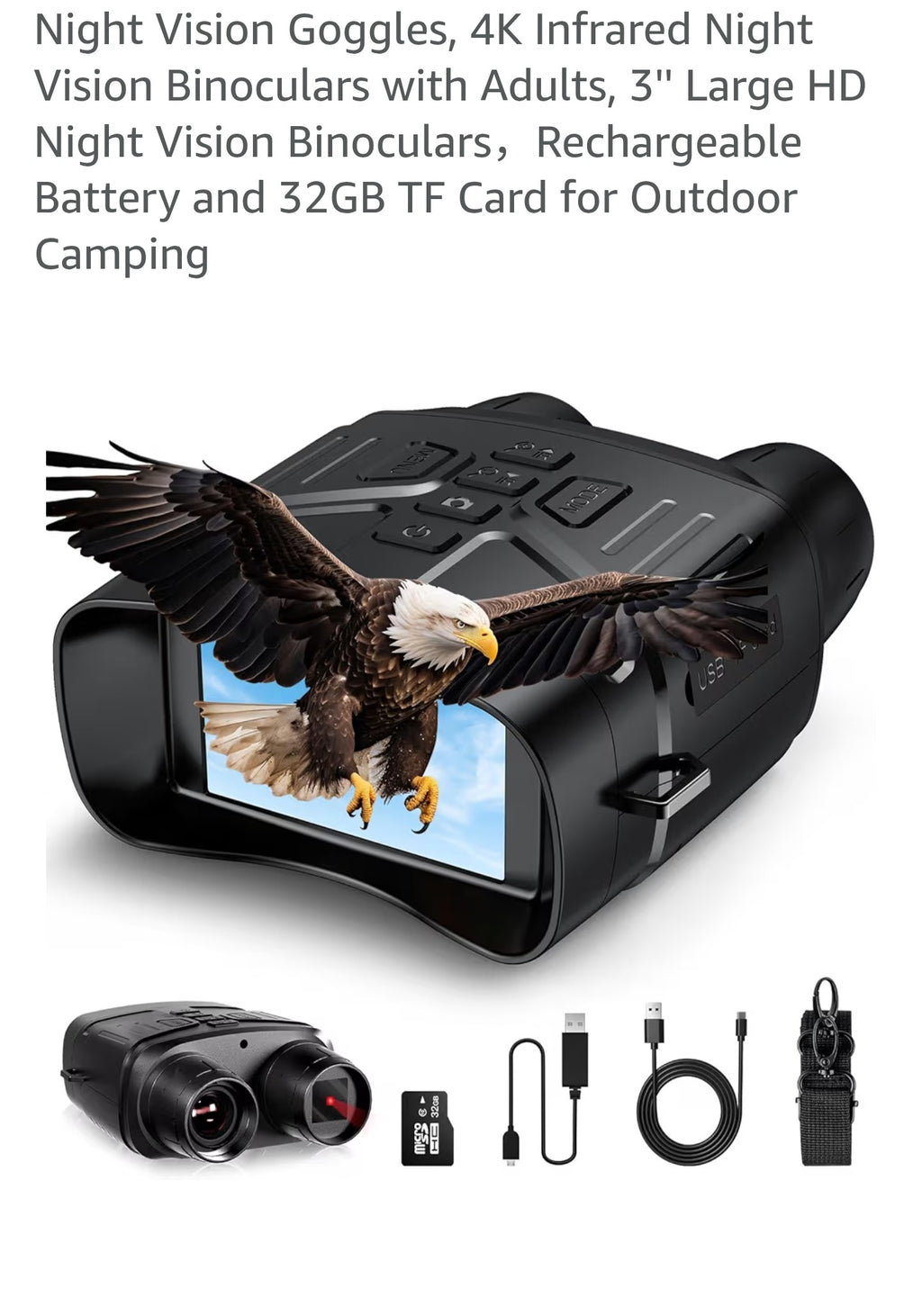 Night Vision Goggles, 4K Infrared Night Vision Binoculars