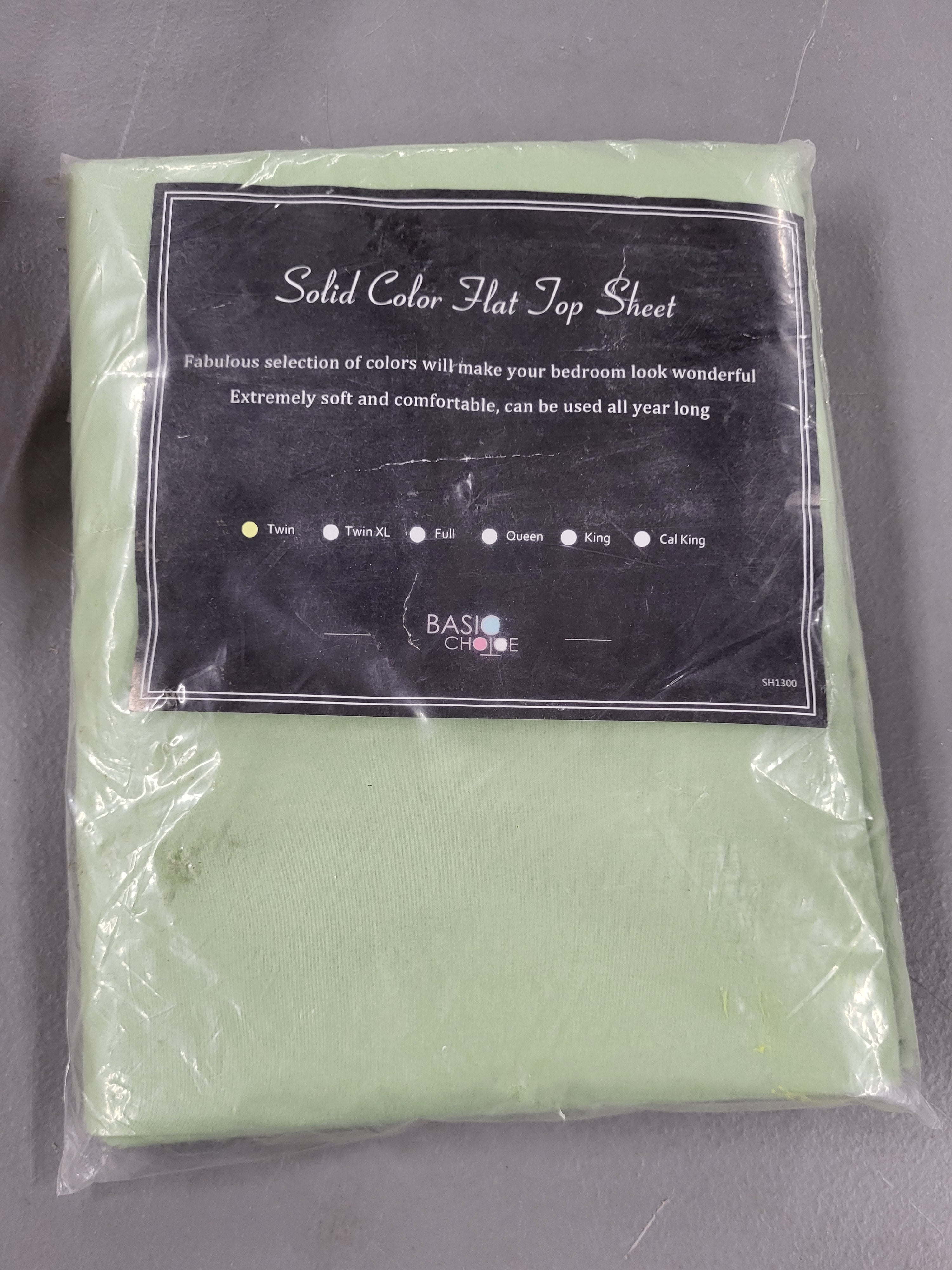 Basic Choice Flat Sheet (Twin Size, Sage Green)
