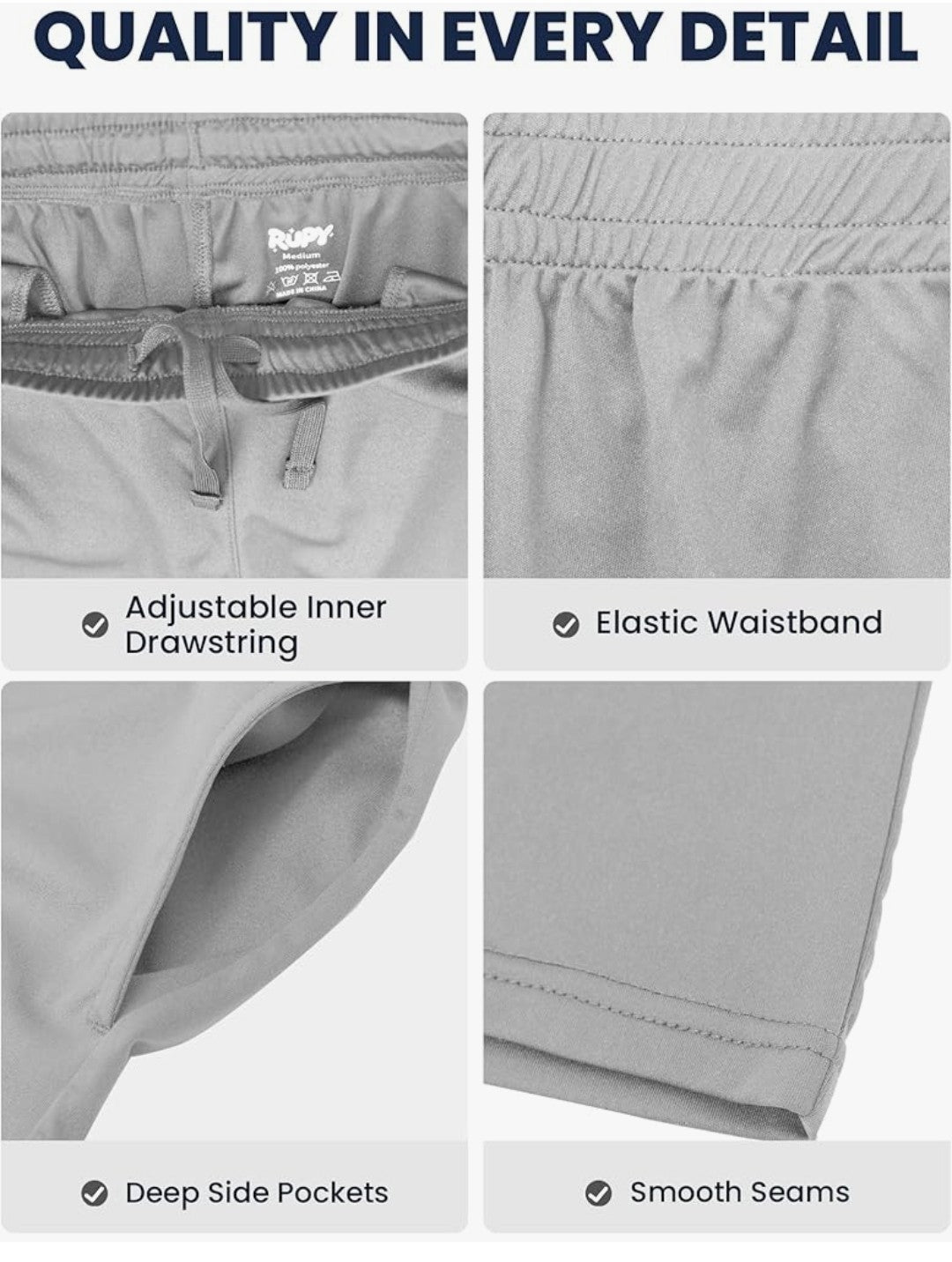 Rupy Boys Athletic Basketball Shorts 5 pack (Size Large)