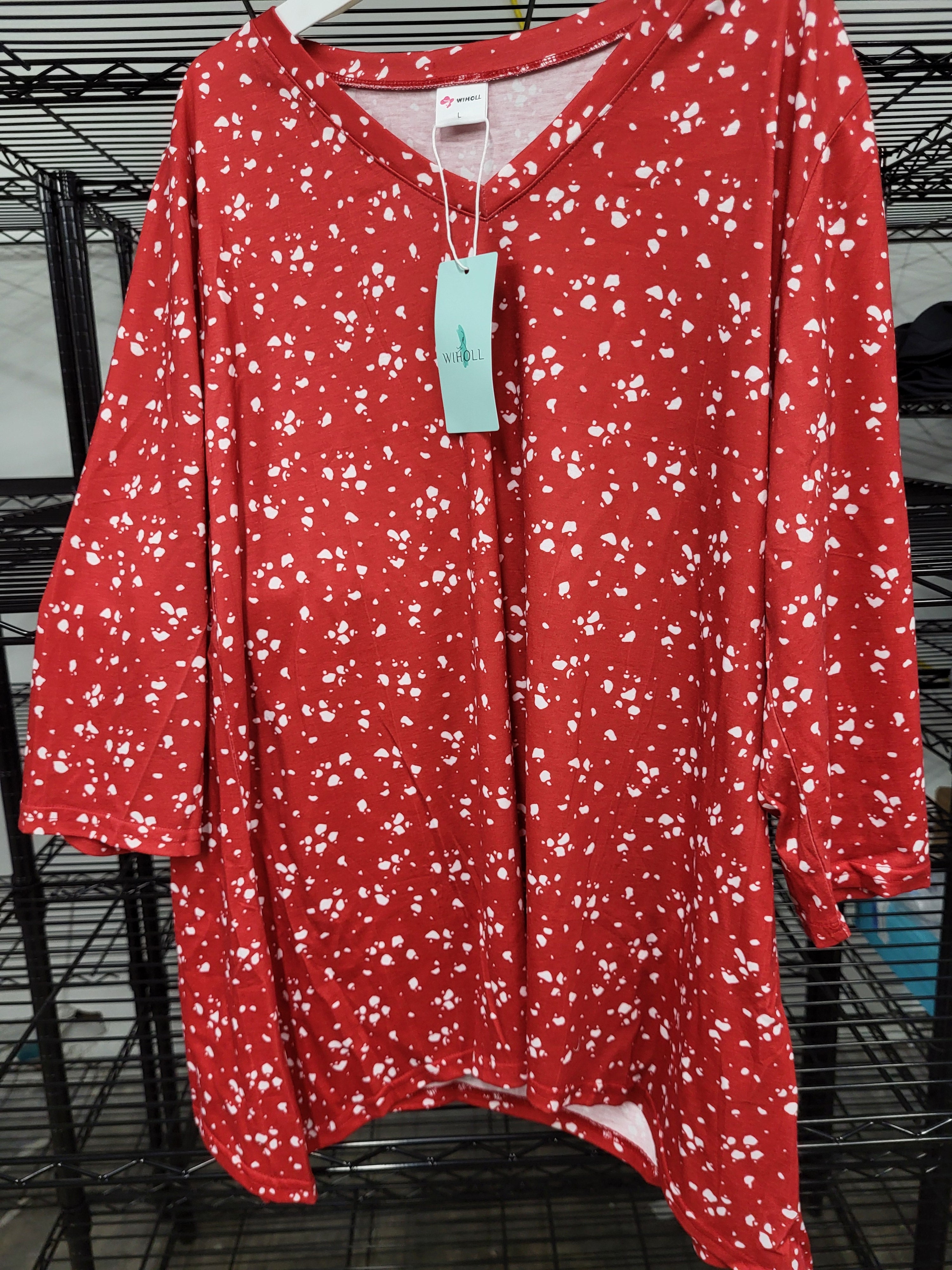 V Neck 3/4 Sleeve Blouse (Large)