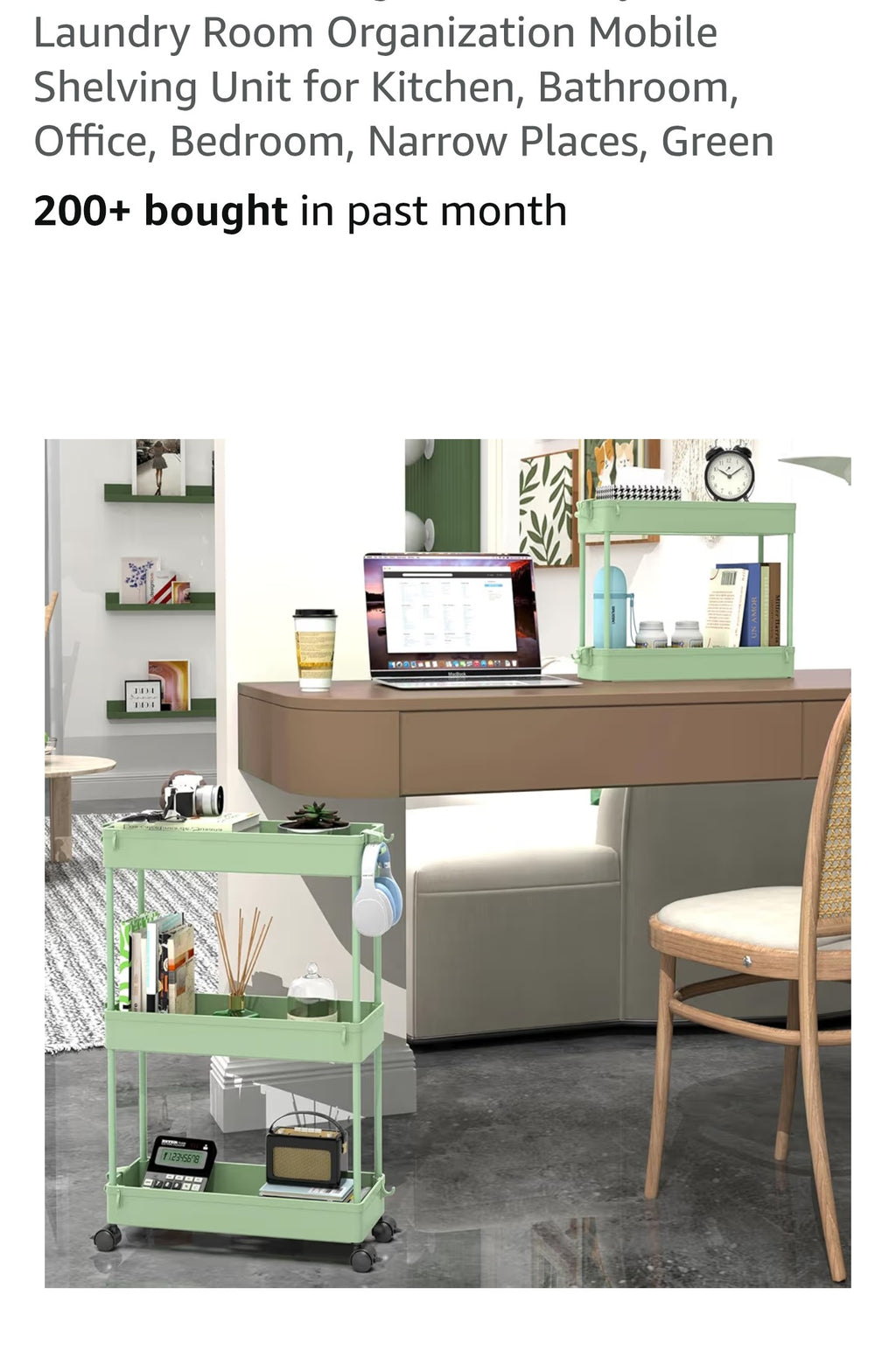 SPACEKEEPER Slim Rolling Storage Cart, 3 Tier Bathroom Organizer