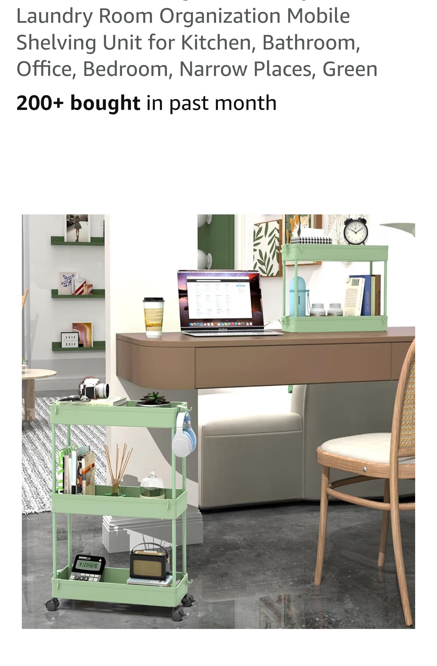 SPACEKEEPER Slim Rolling Storage Cart, 3 Tier Bathroom Organizer