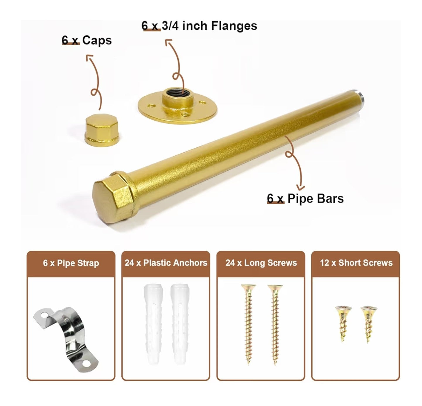 Pintuson 6 Pcs Industrial Pipe Clothes Bar 12 Inch