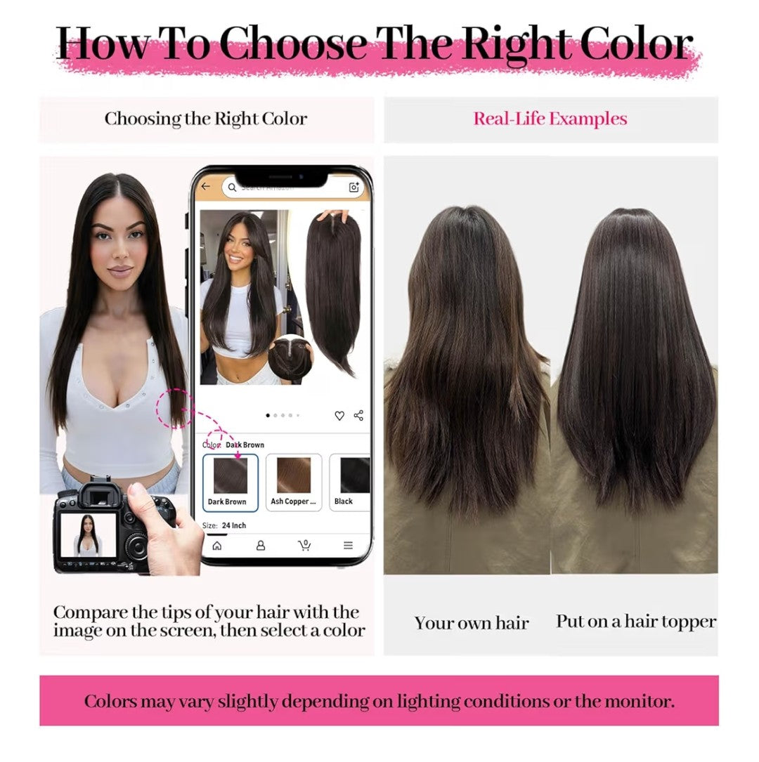 Eawwii Synthetic Hair Topper 18in (Dark Brown with Caramel Highlights)