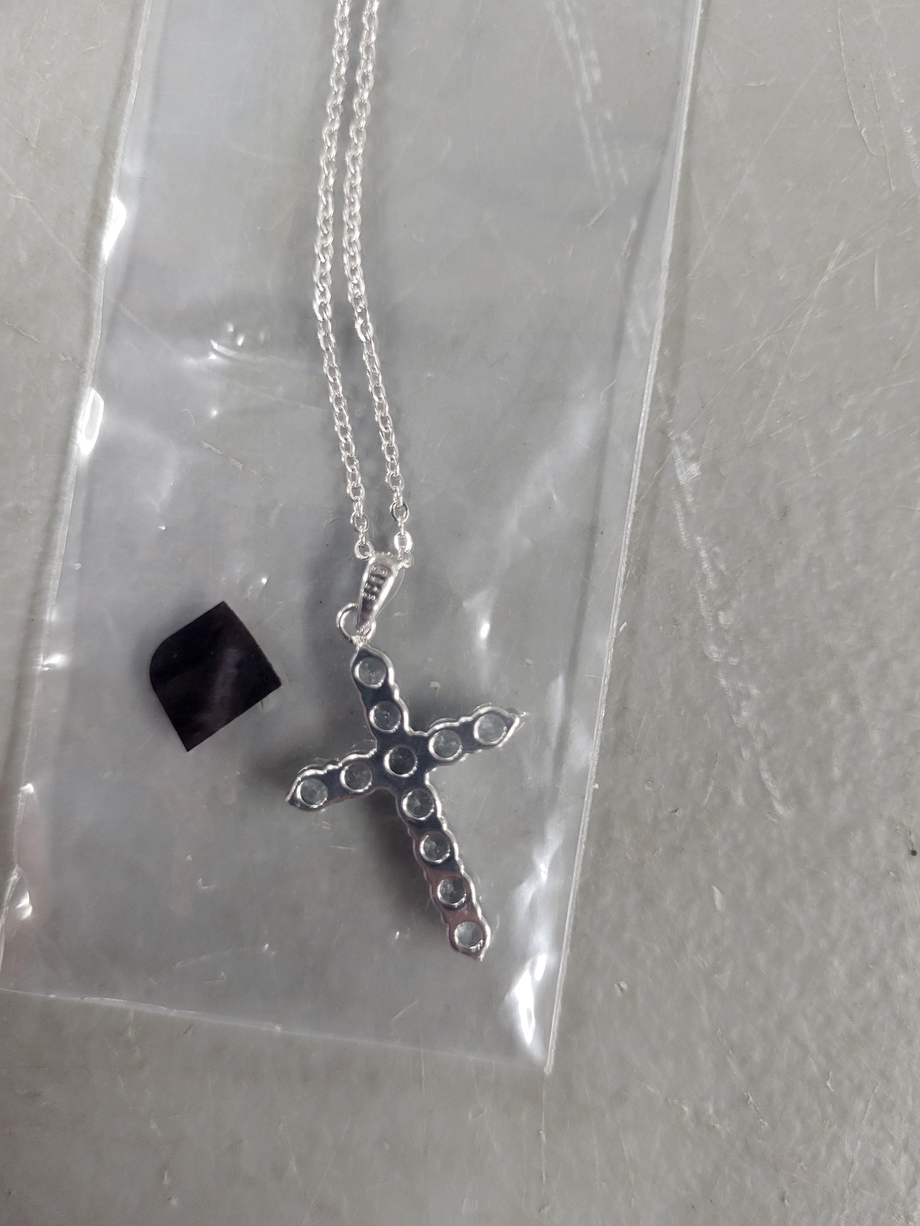 ZhenCai Cross Necklace S925 and Cubic Zirconia
