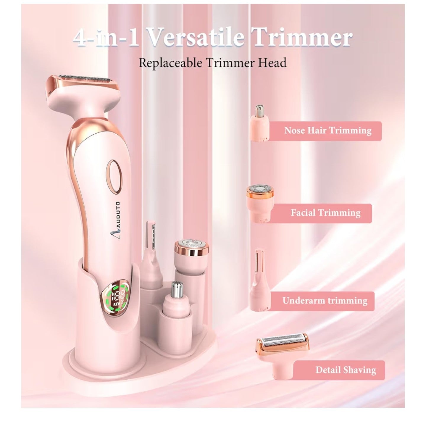Electric Shaver for Legs Pubic Body Hair, 4 in 1 Bikini Trimmer