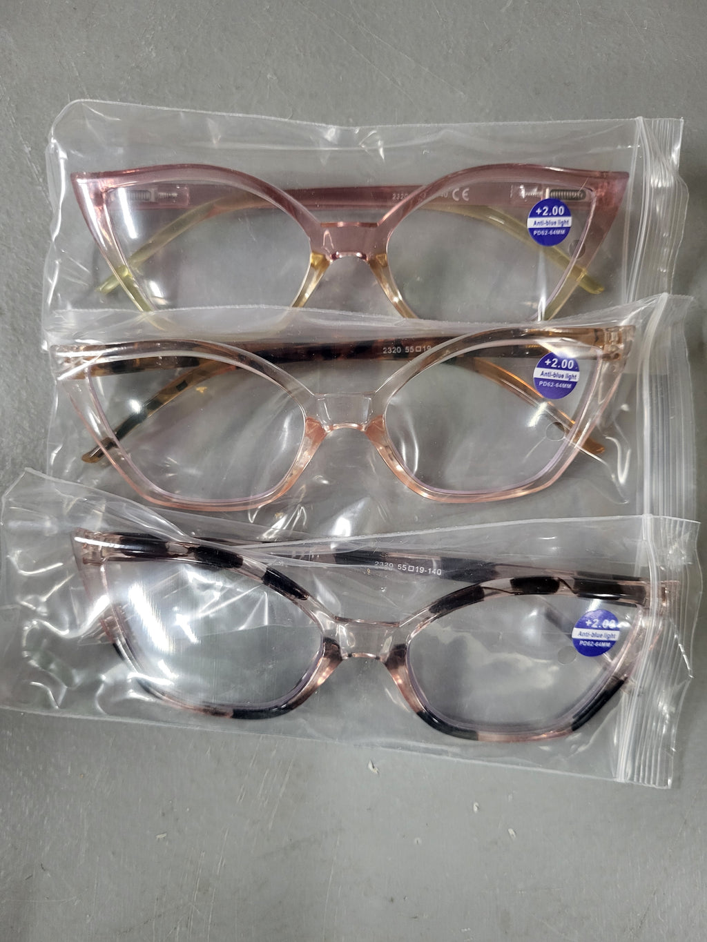 DXYXYO Cat Eye Reading Glasses 2.0+ for Women 3 Pack Anti Blue Light Computer Readers Stylish Retro with Spring Hinge, Pink leopard+pink+champagn