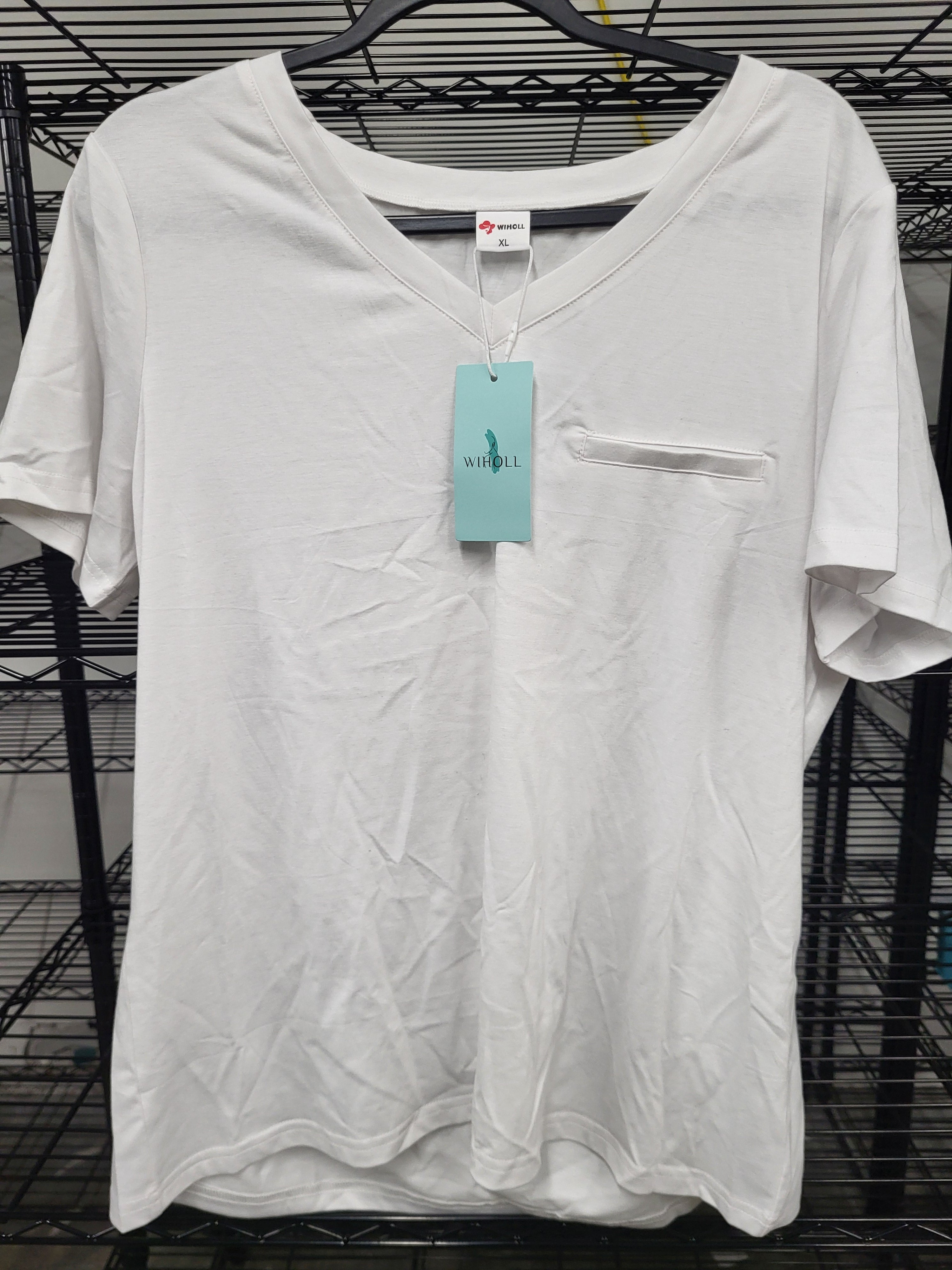 V Neck T-Shirt with Front Pocket (XL)