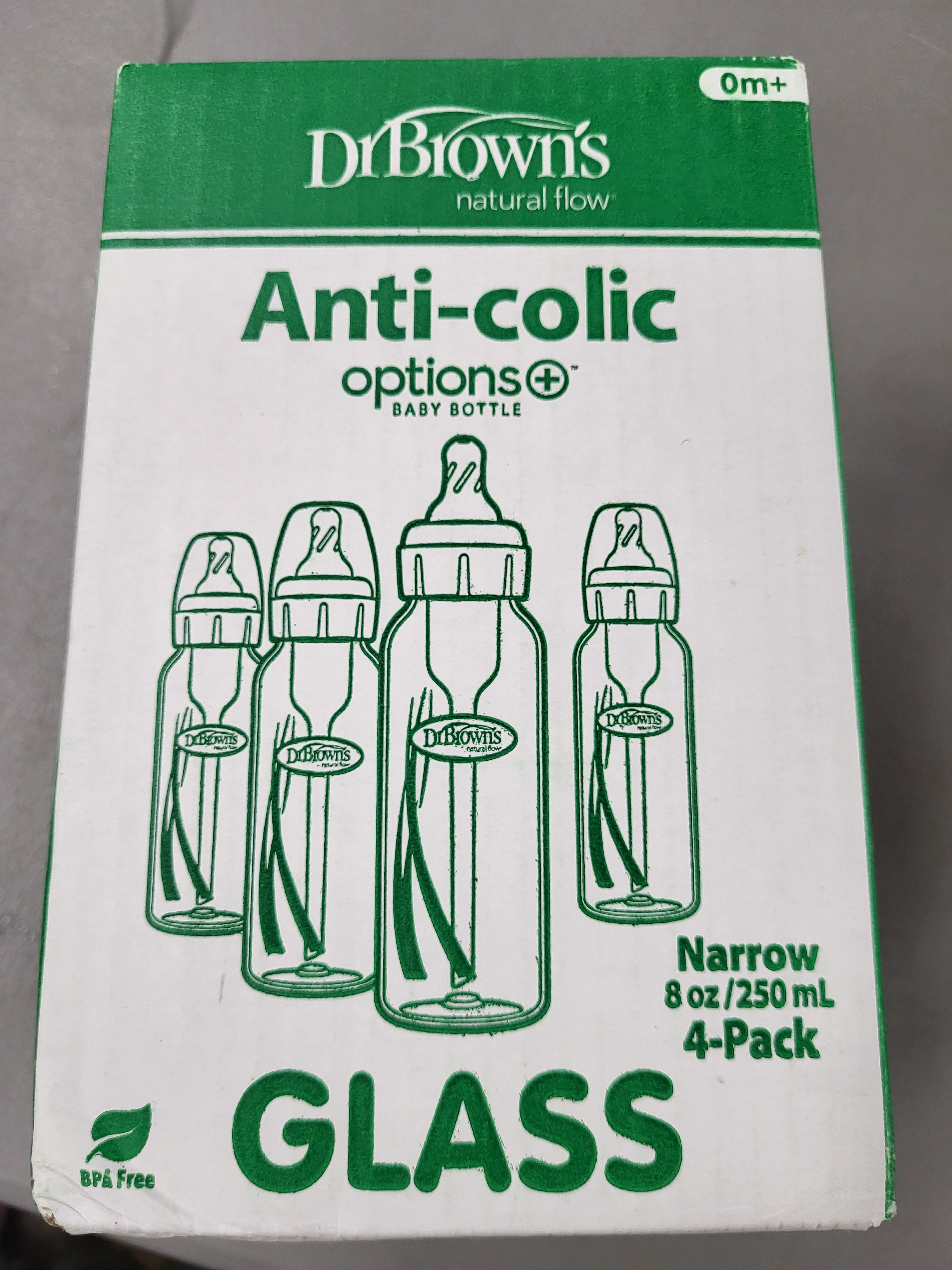 Dr. Brown's Anti-Colic Baby Bottles 8oz Narrow Glass