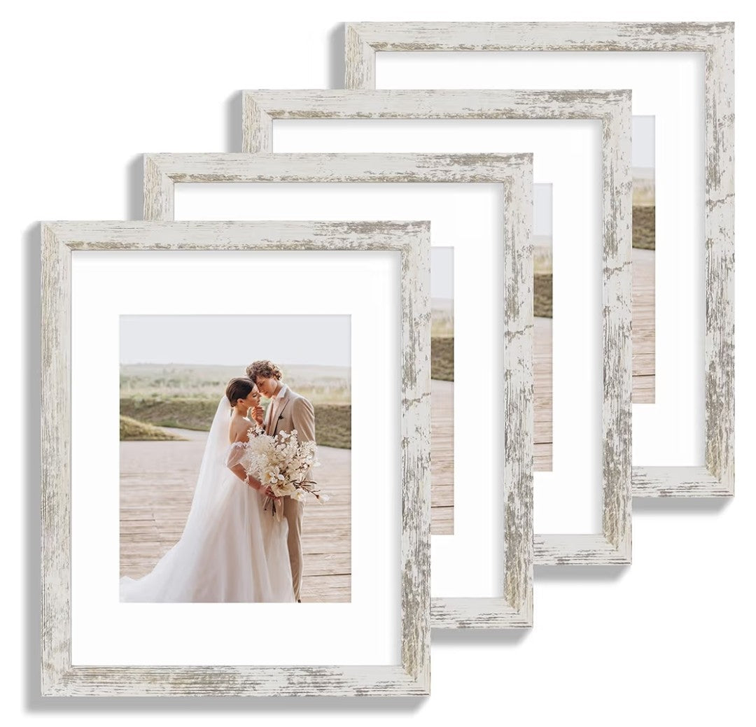 Distressed White Wood Picture Frames 11x14 (4 pack)
