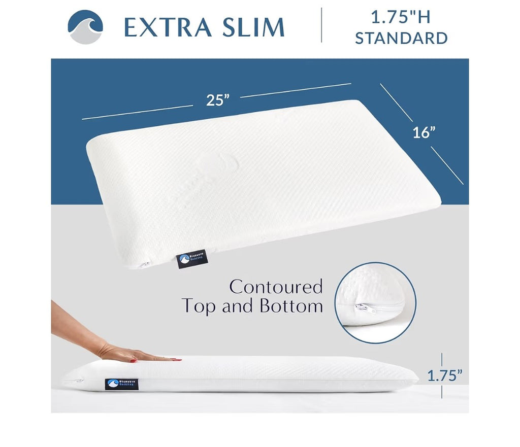 Bluewave Extra Slim Gel Memory Foam Pillow (Standard)