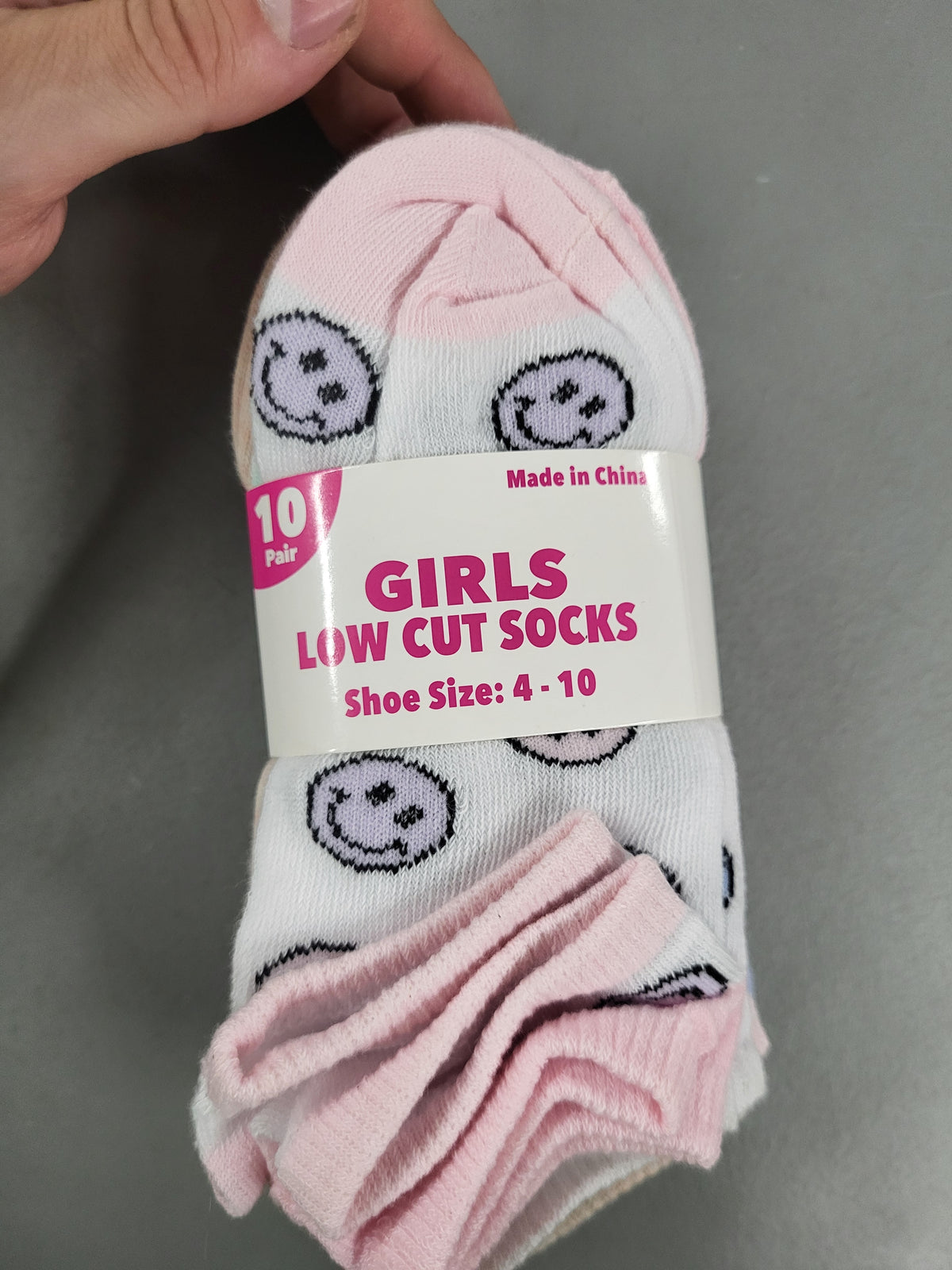 Girls Low Cut Socks 10 pairs (Shoe Size 4-10)