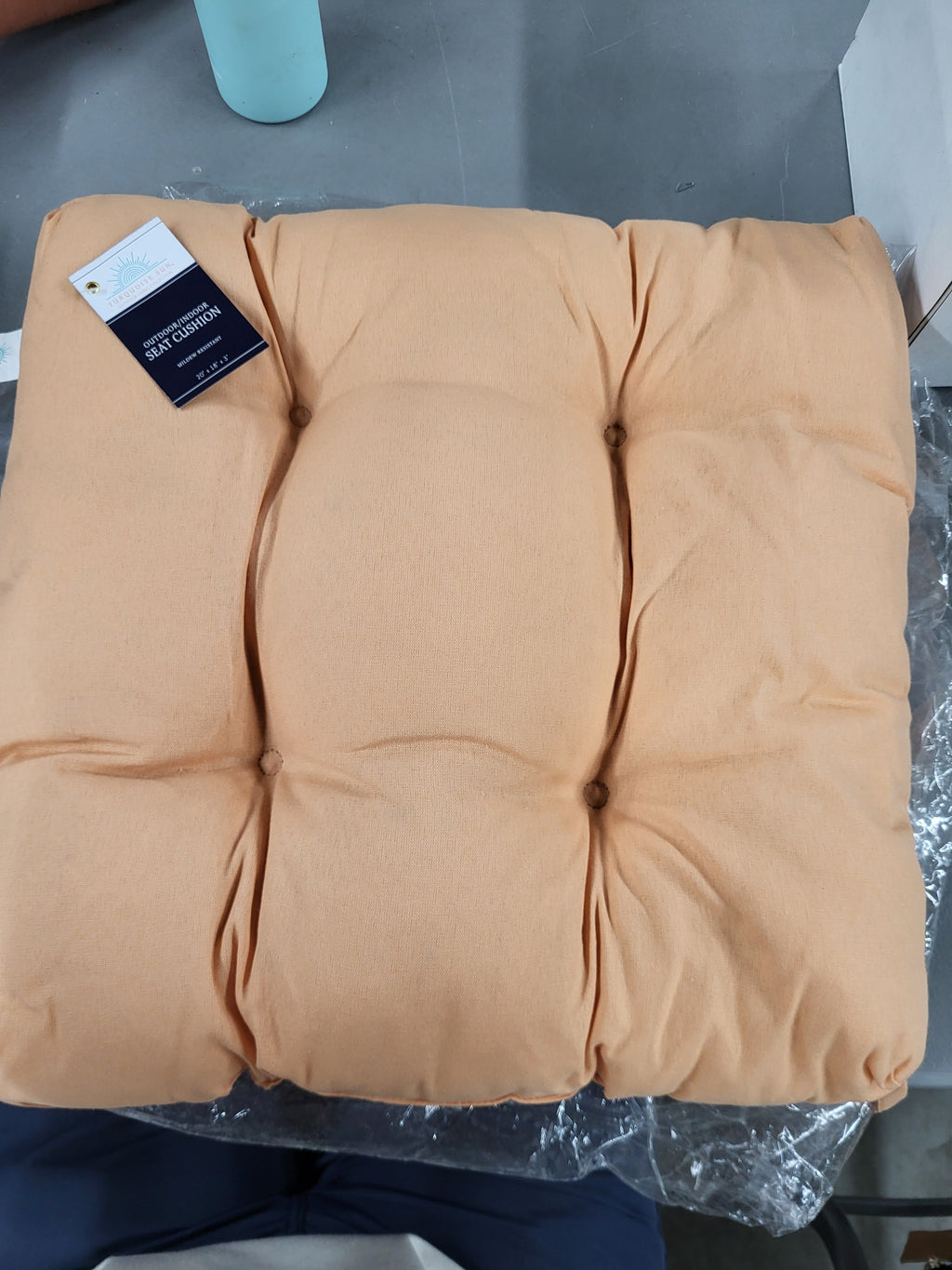 Turquoise Sun Outdoor/Indoor Seat Cushion 20in x 18in x 3in