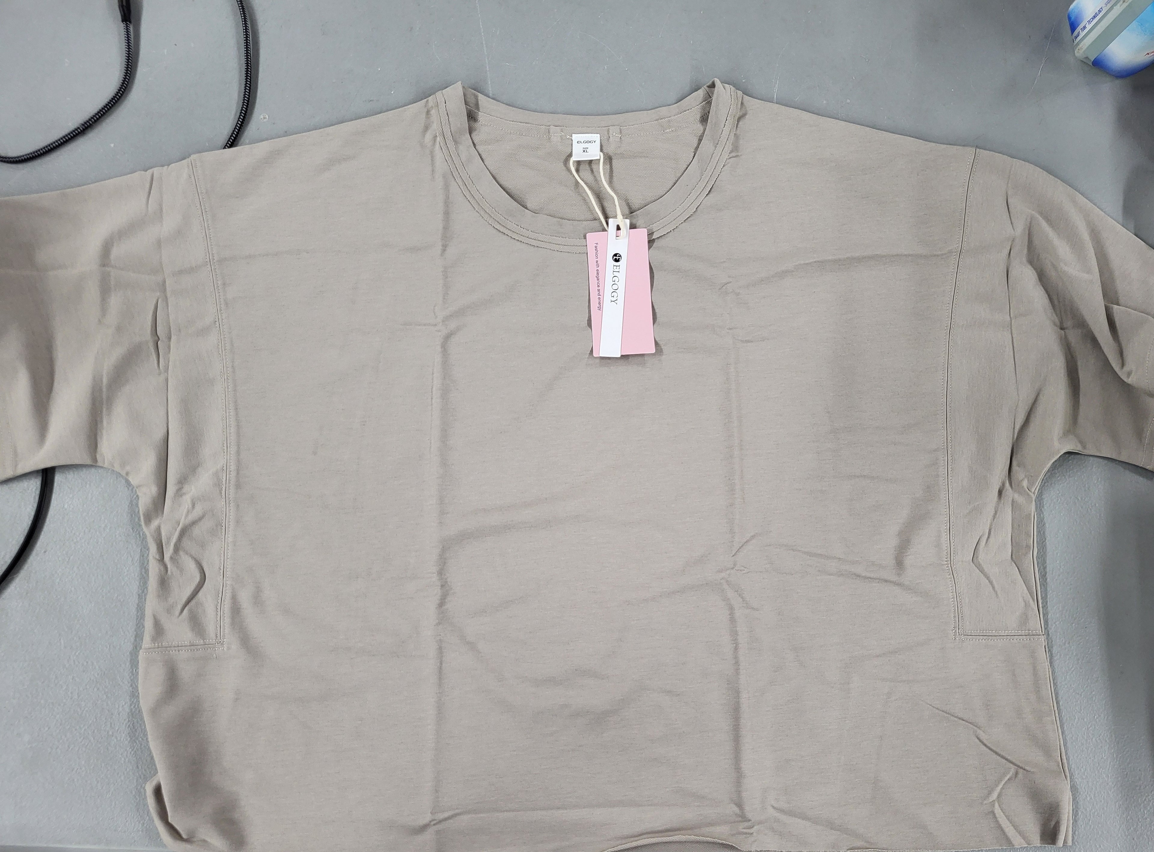 Elgogy Oversized Workout Crop Top Shirt (Size XL)