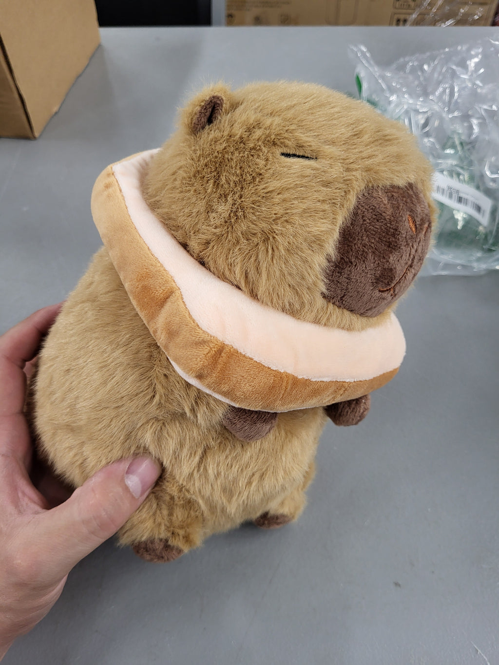 SHINUOER Capibara Plush Cute Capibara Stuffed Animal Kawaii Plush with Wearable Toast Headgear Bread Capibara Gifts Cute Plush Pillow Soft Toy Gifts for Kids Boys Girls 9 Inch