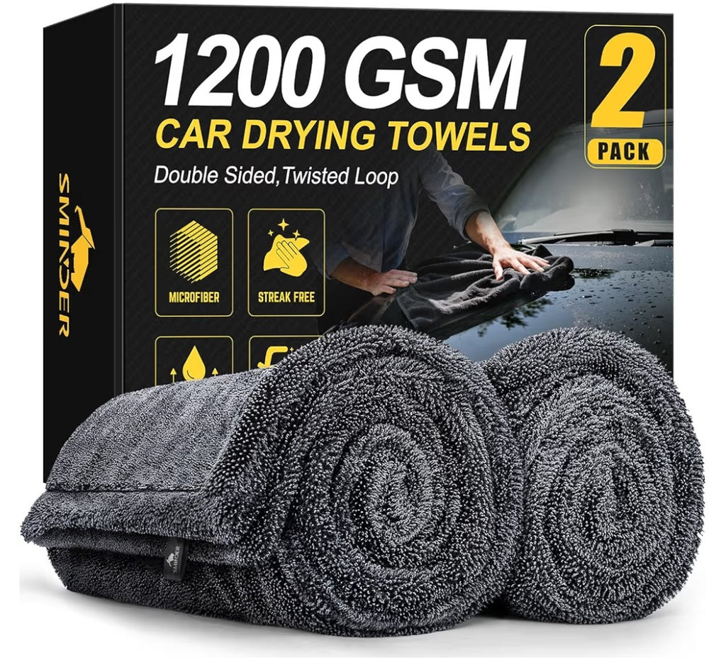 Sminder 1200GSM Car Drying Microfiber Towels (2 pack)