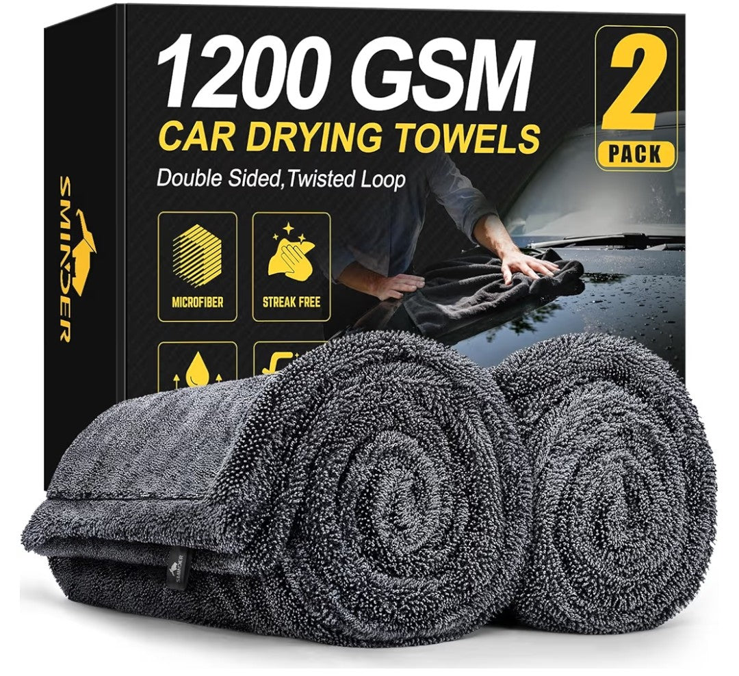 Sminder 1200GSM Car Drying Microfiber Towels (2 pack)