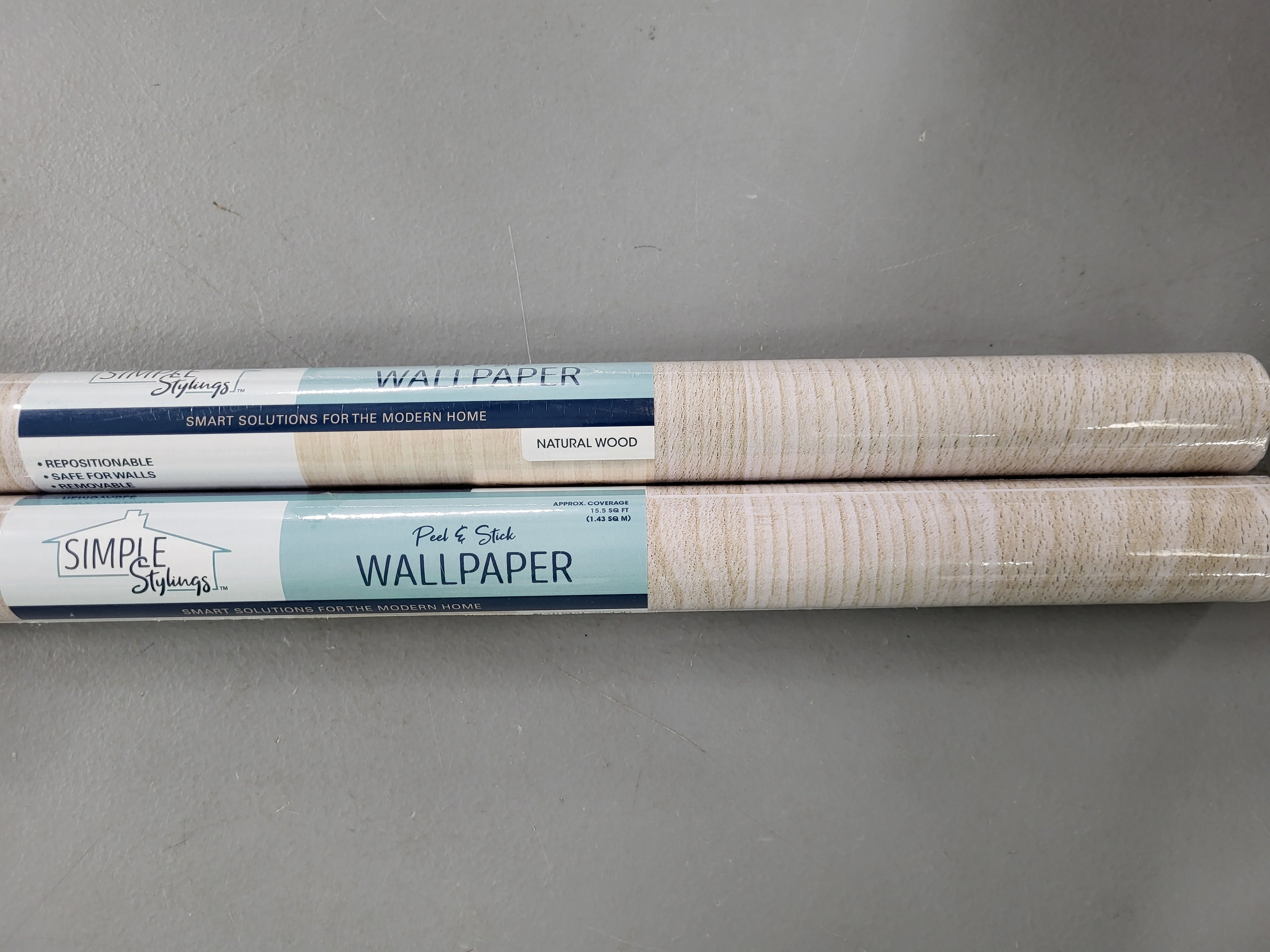 Simple Stylings Peel and Stick Wallpaper. Natural Wood Finish! 20.7X9ft