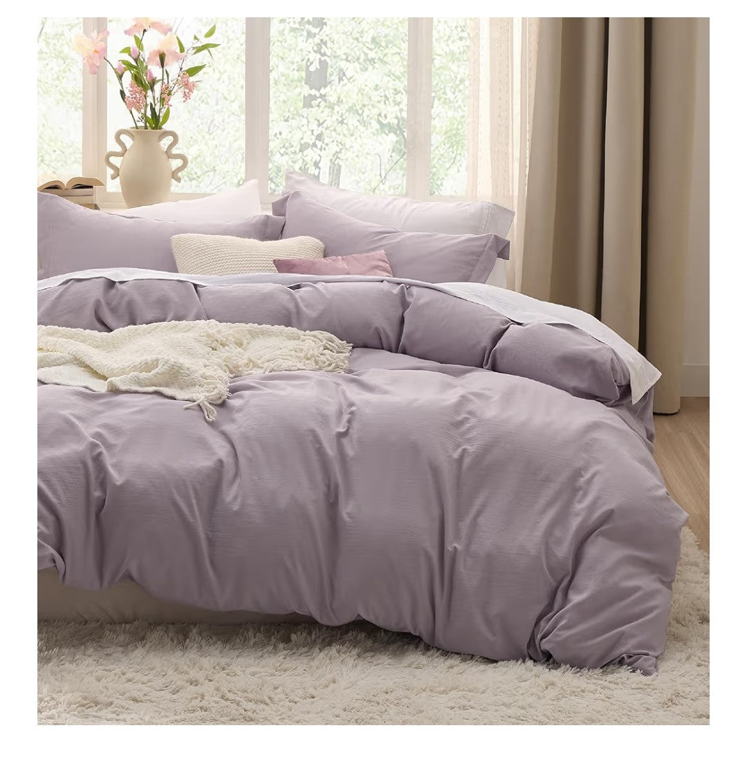 Bedsure King Size Duvet Cover 3pcs (Lilac Purple)