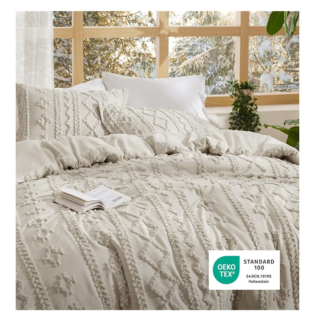 Bedsure Tufted Boho Comforter Queen Size Set 3pcs