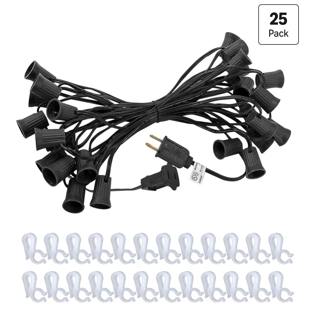 25ft C9 Christmas Light Stringer (Lights Not Included)