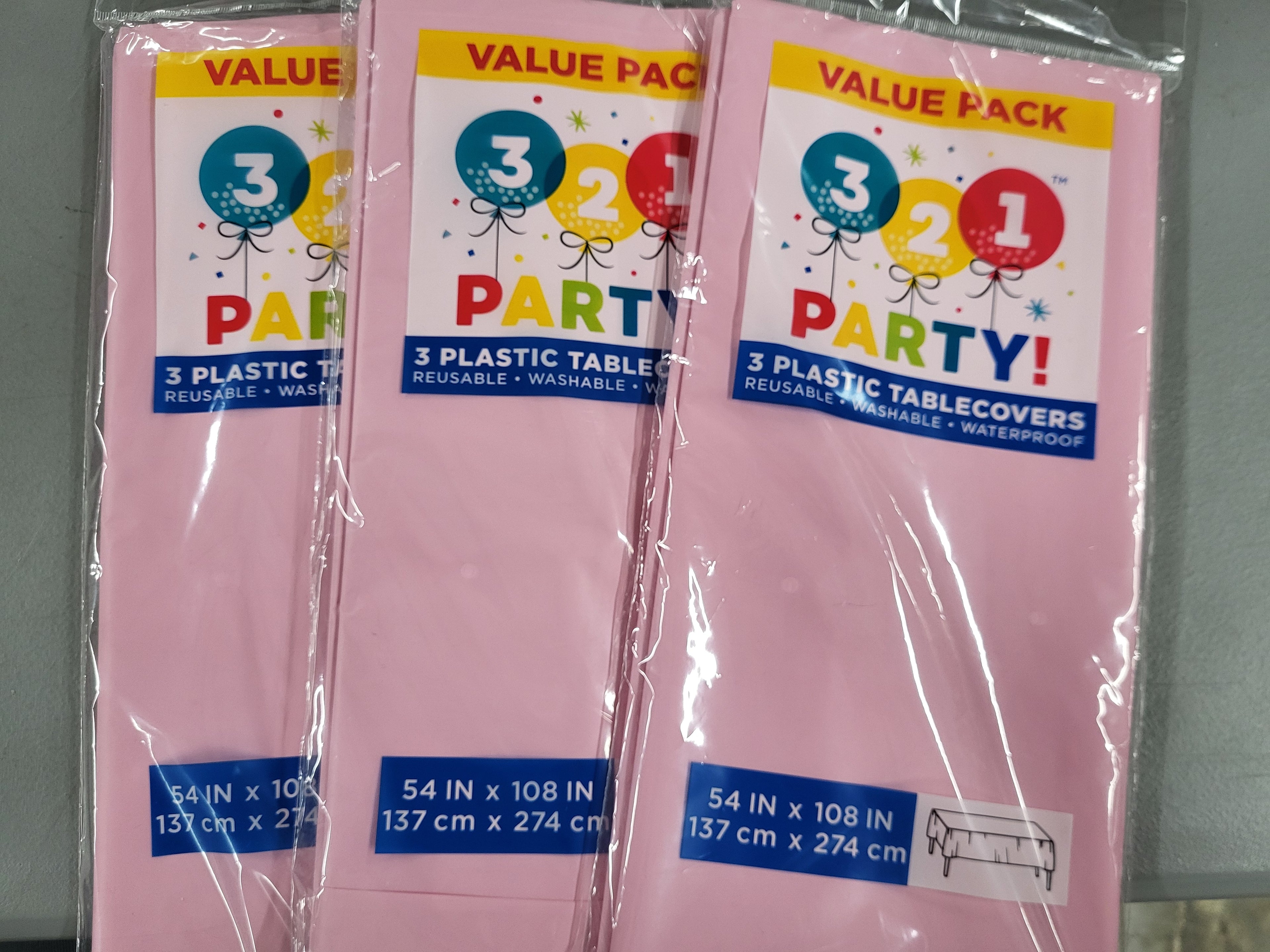 Pink Plastic Table Covers 54" x 108" (9 Covers)