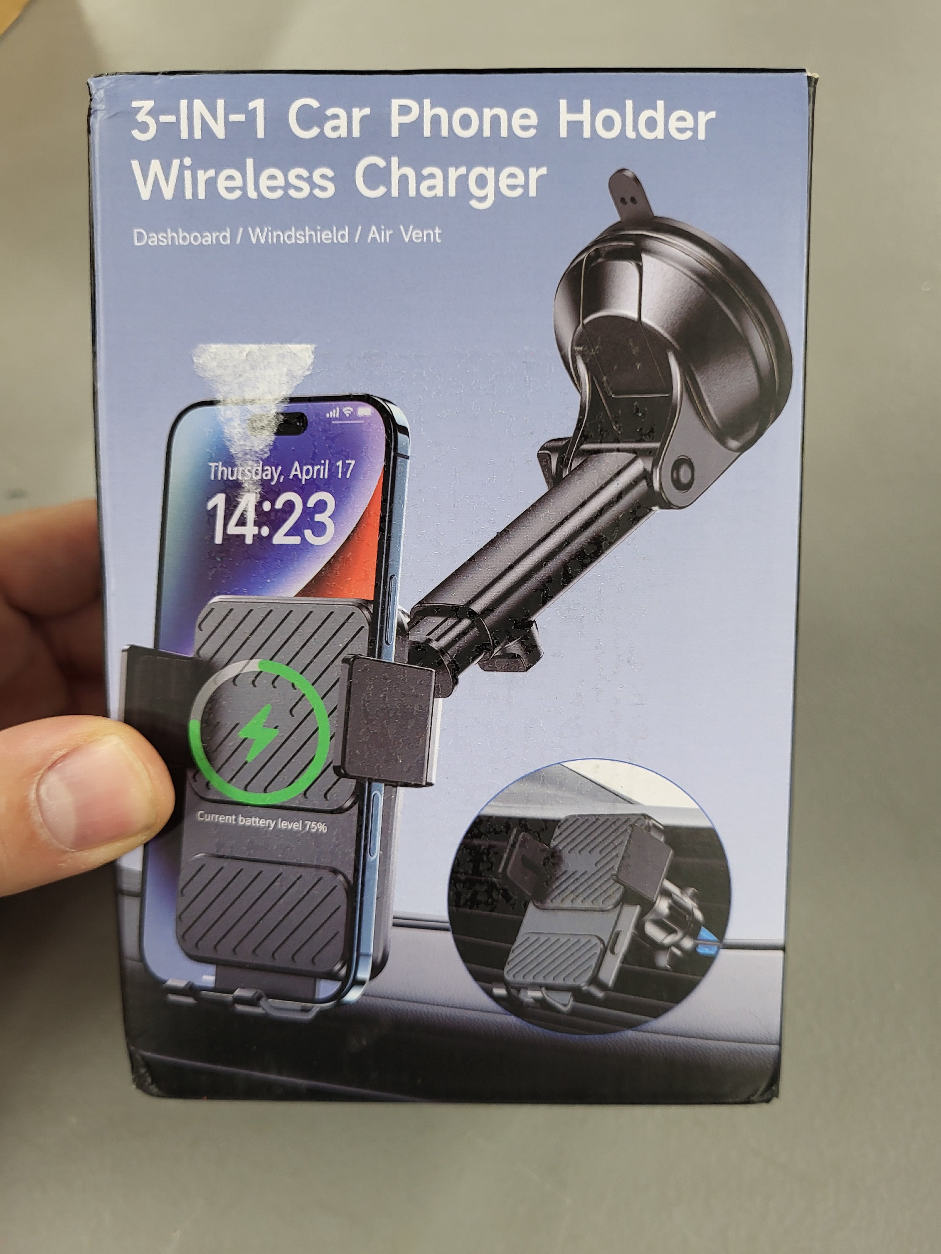 Guceful 3 in 1 Wireless Car Charger, Phone Holders for Your Car 15W Fast Charging Auto Clamping, Car Phone Mount for iPhone 17 16 15 14 13 Mini Pro Max XR, Samsung Galaxy S25 Ultra S24 S23 S22 S21