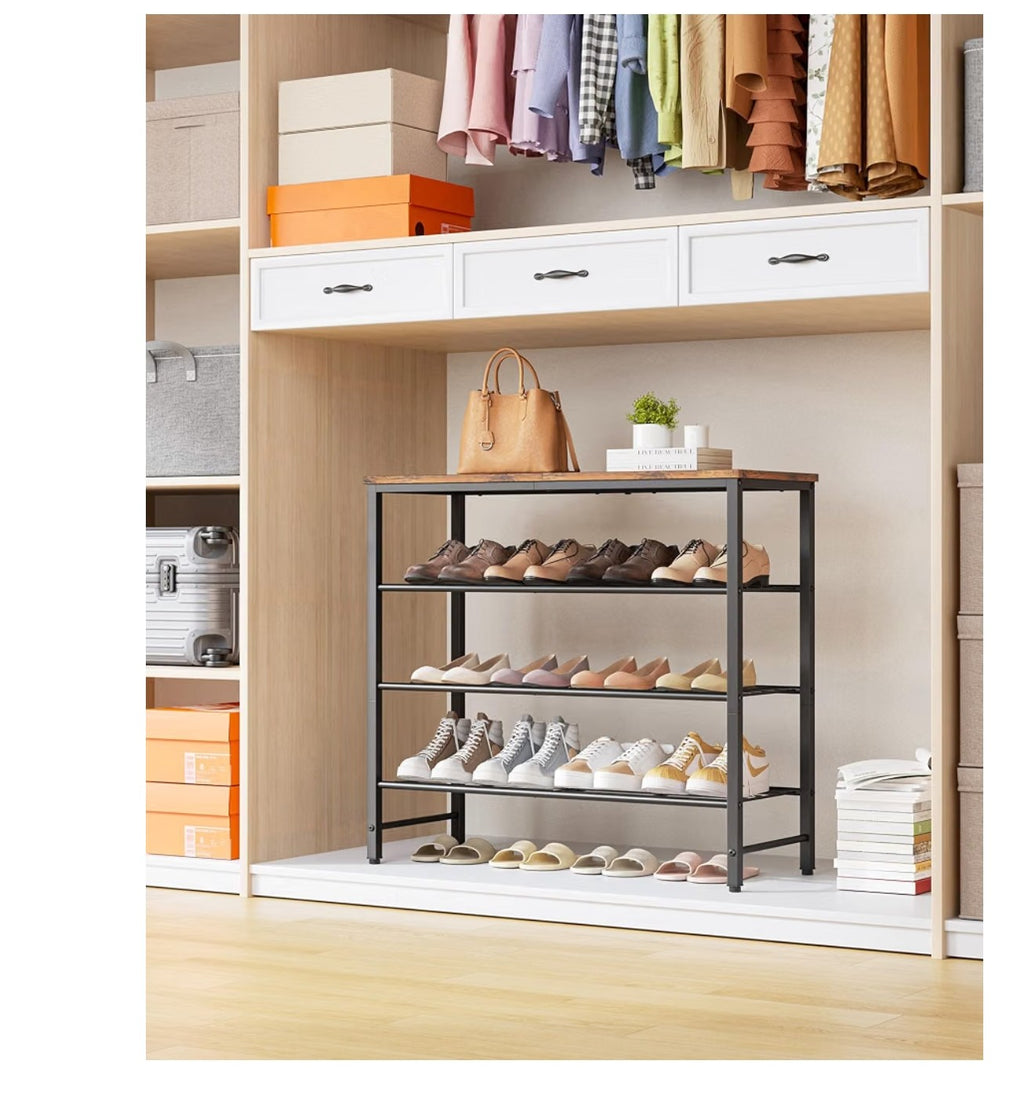 Kitsure Shoe Rack for Closet, Rustic Brown Shoe Organizer.