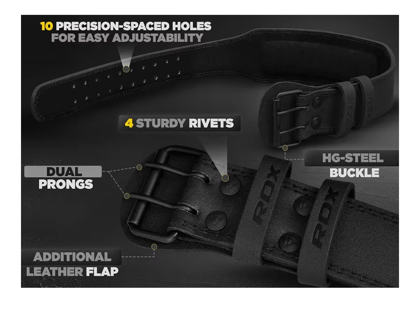 RDX Weight Lifting Belt Gym Fitness, Cowhide Leather, 4”