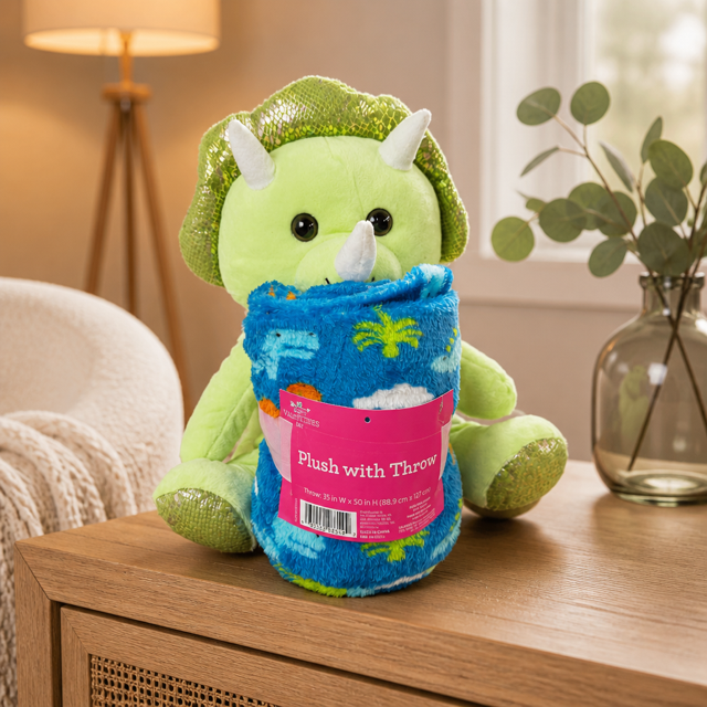 Dino Plush with Throw Blanket