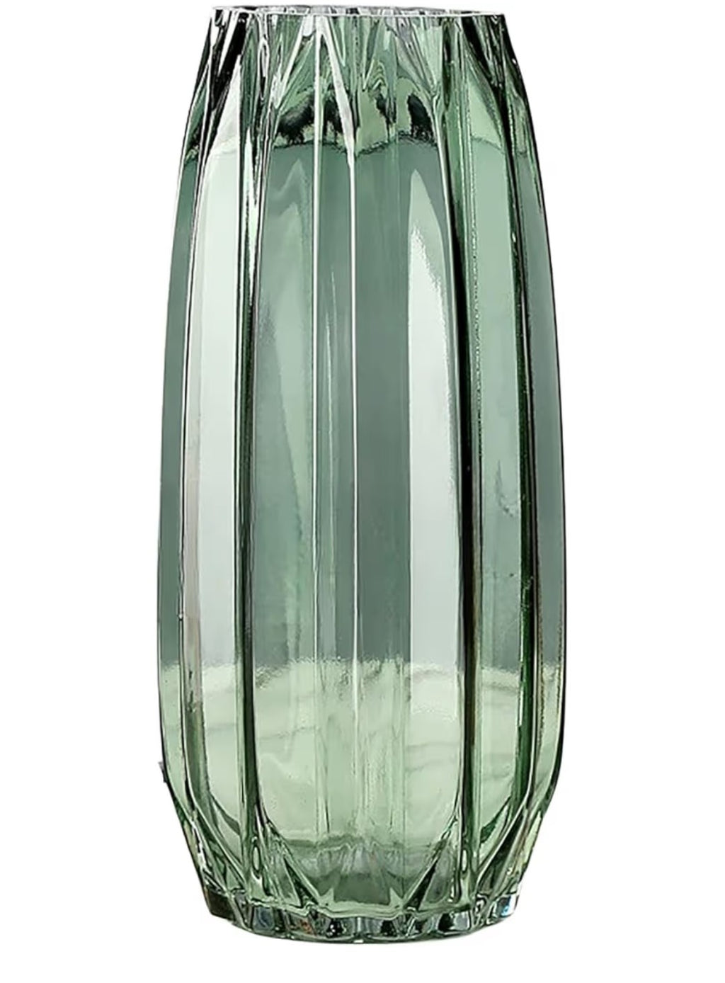 Lucky Bird Green Ribbed Vase