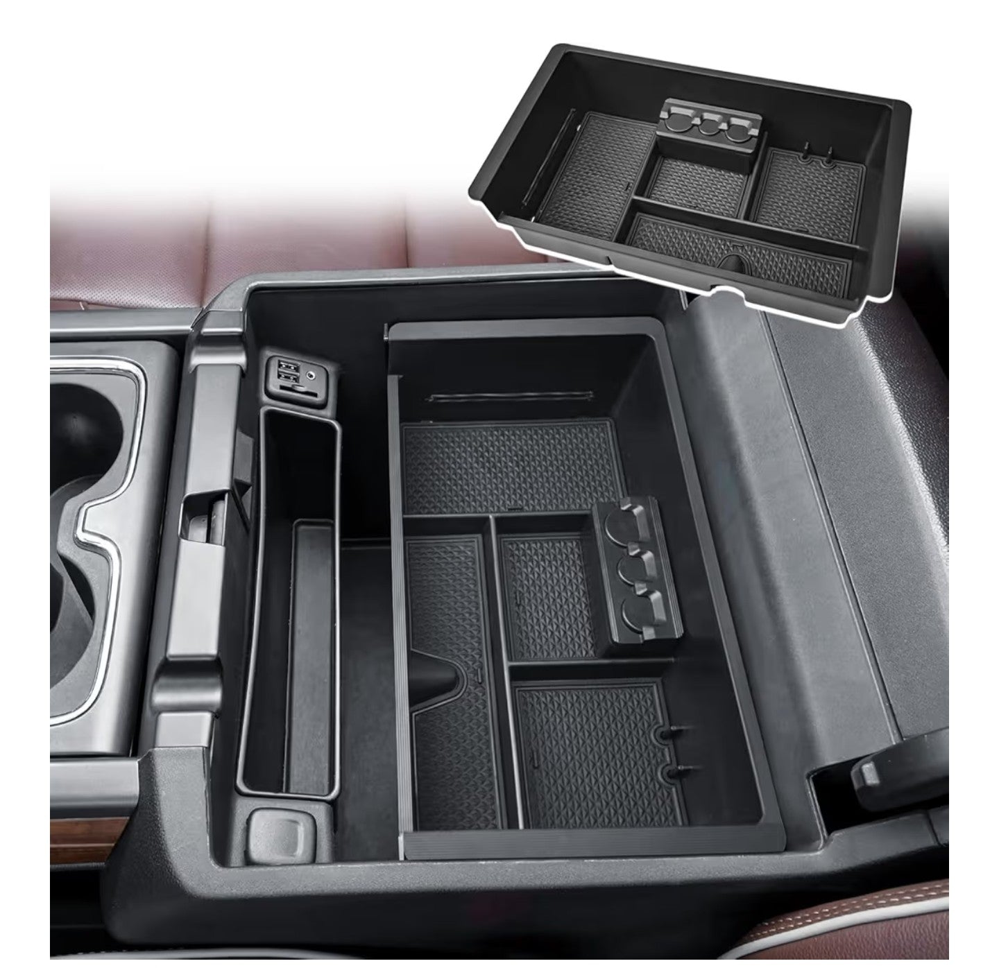 Center Console Organizer Tray Compatible with 2014-2018 Chevy Silverado/GMC Sierra 1500 and 2015-2019 2500HD/3500HD