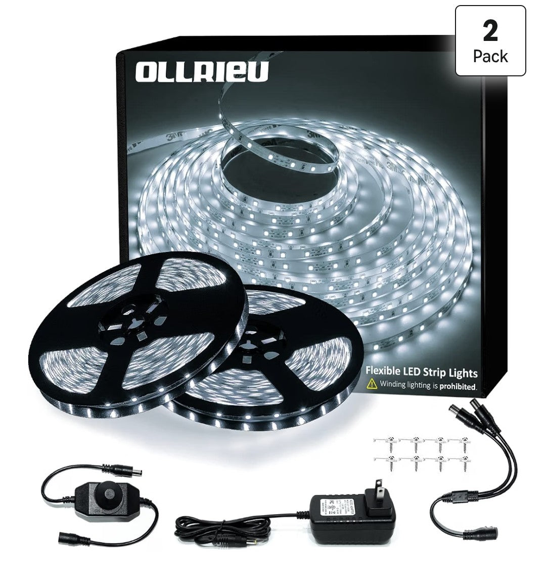 LED Strip Lights 50ft x 2 Dimmable White Light