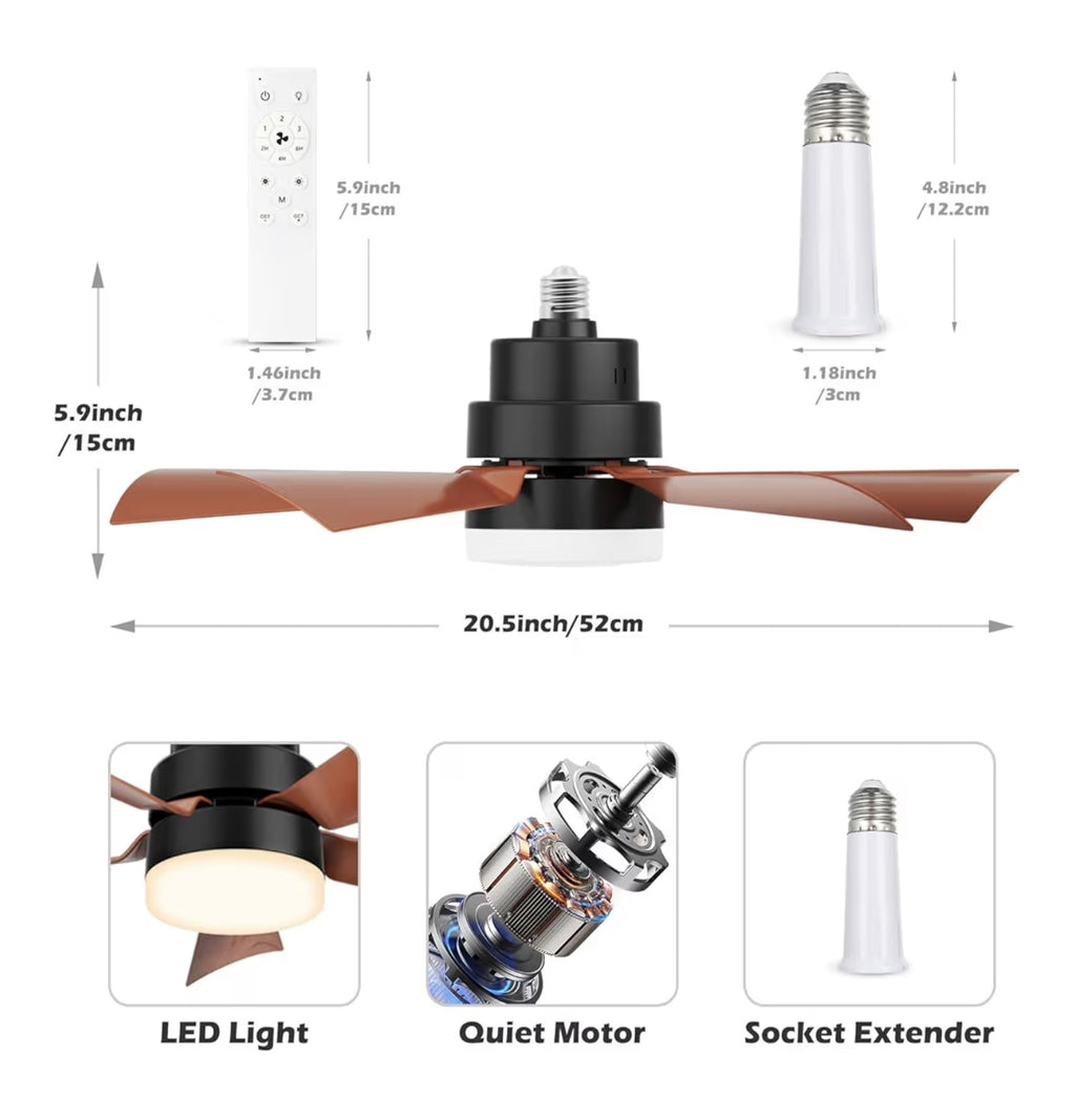 EEK Socket Fan Light with Ultra Quiet Design
