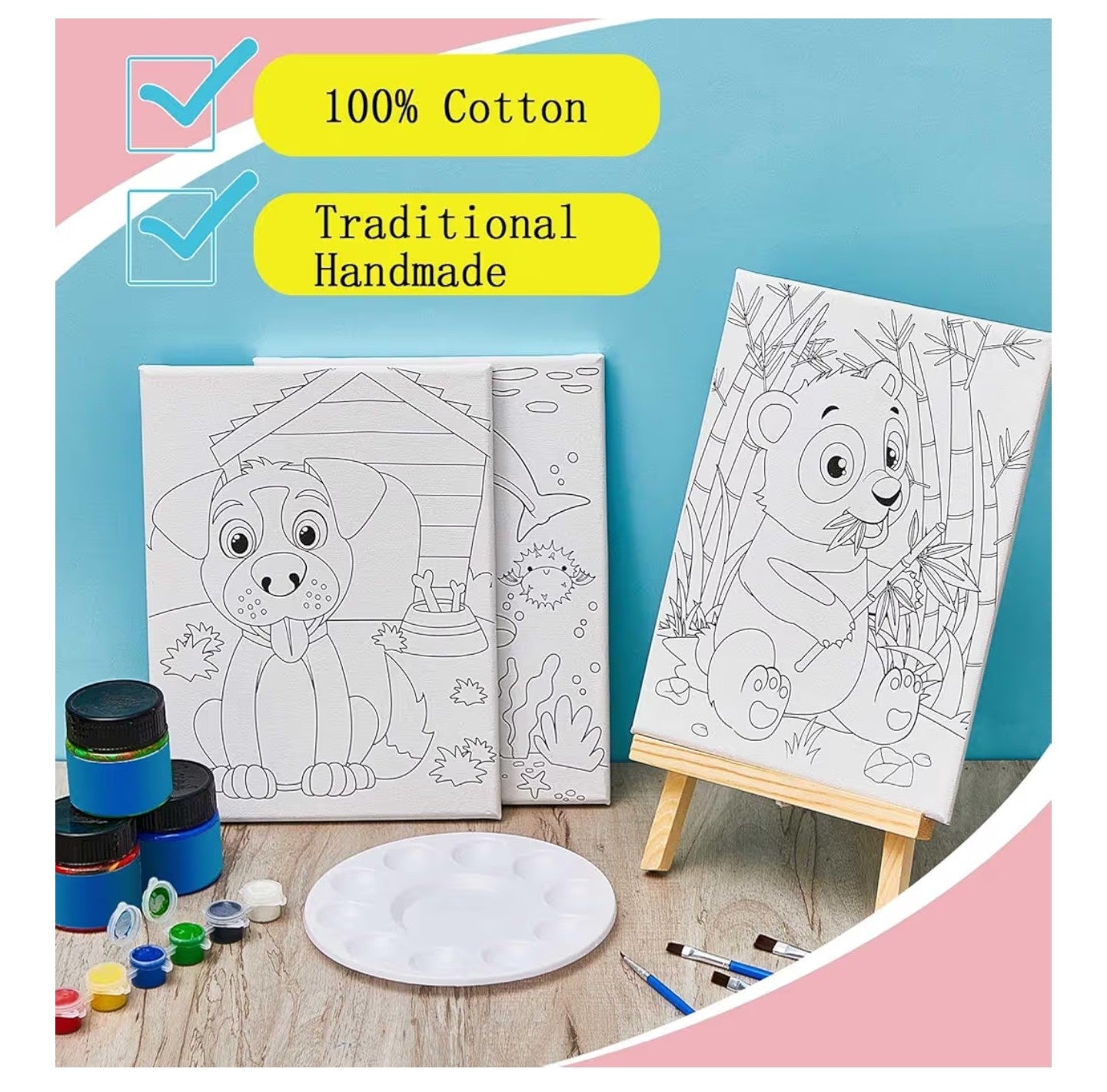 Ctosree 12 Pcs Pre Drawn Canvas for Painting for Kids 8" x 10"