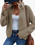 Open Front Long Sleeve Chinky Knit Cardigan (2XL)