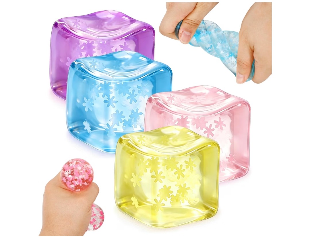 Squishy Snowflake Stress Cube (4 pack)