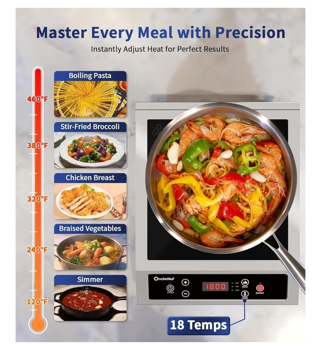 Stainless Steel Induction Cooktop, Professional-Grade.