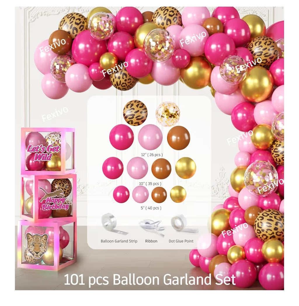 Pink Cheetah Print Birthday Decorations
