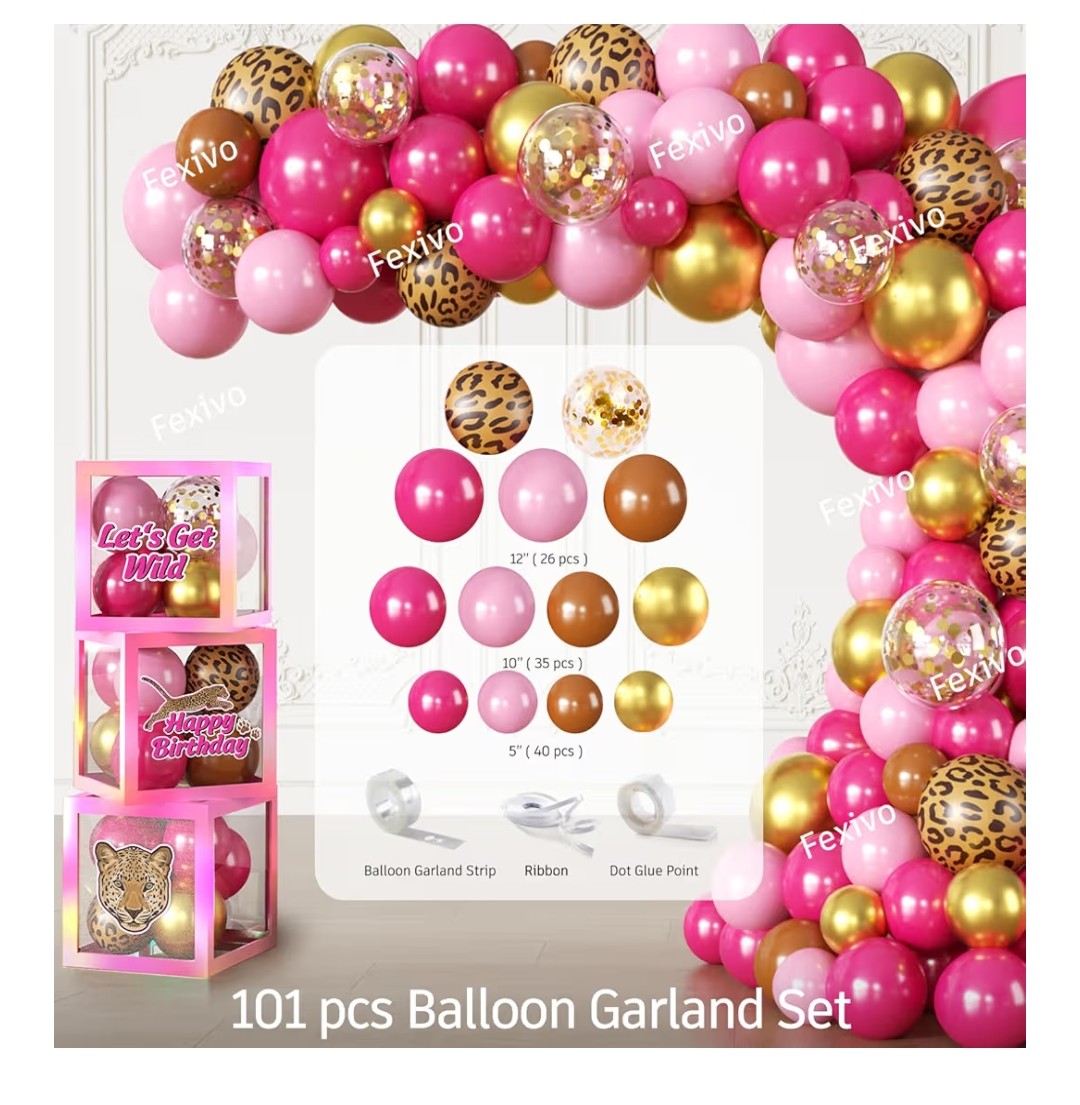 Pink Cheetah Print Birthday Decorations